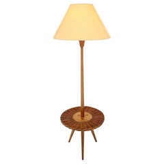 Midcentury Wooden Floor Lamp by Jan Kalous for ULUV / 1950s, Restored