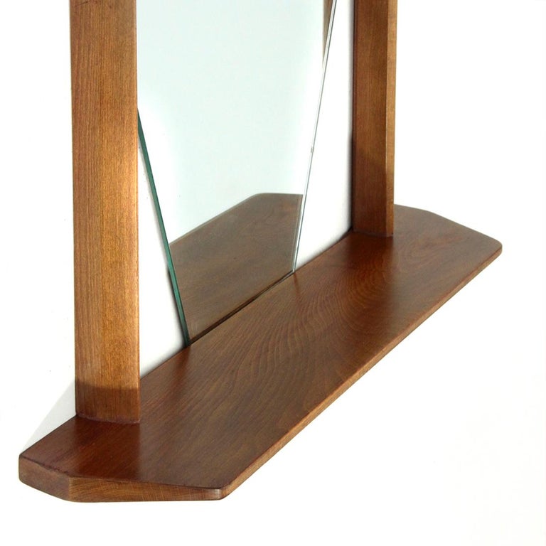 Mid-20th Century Midcentury Wooden Frame and Shelf Mirror, 1960s For Sale