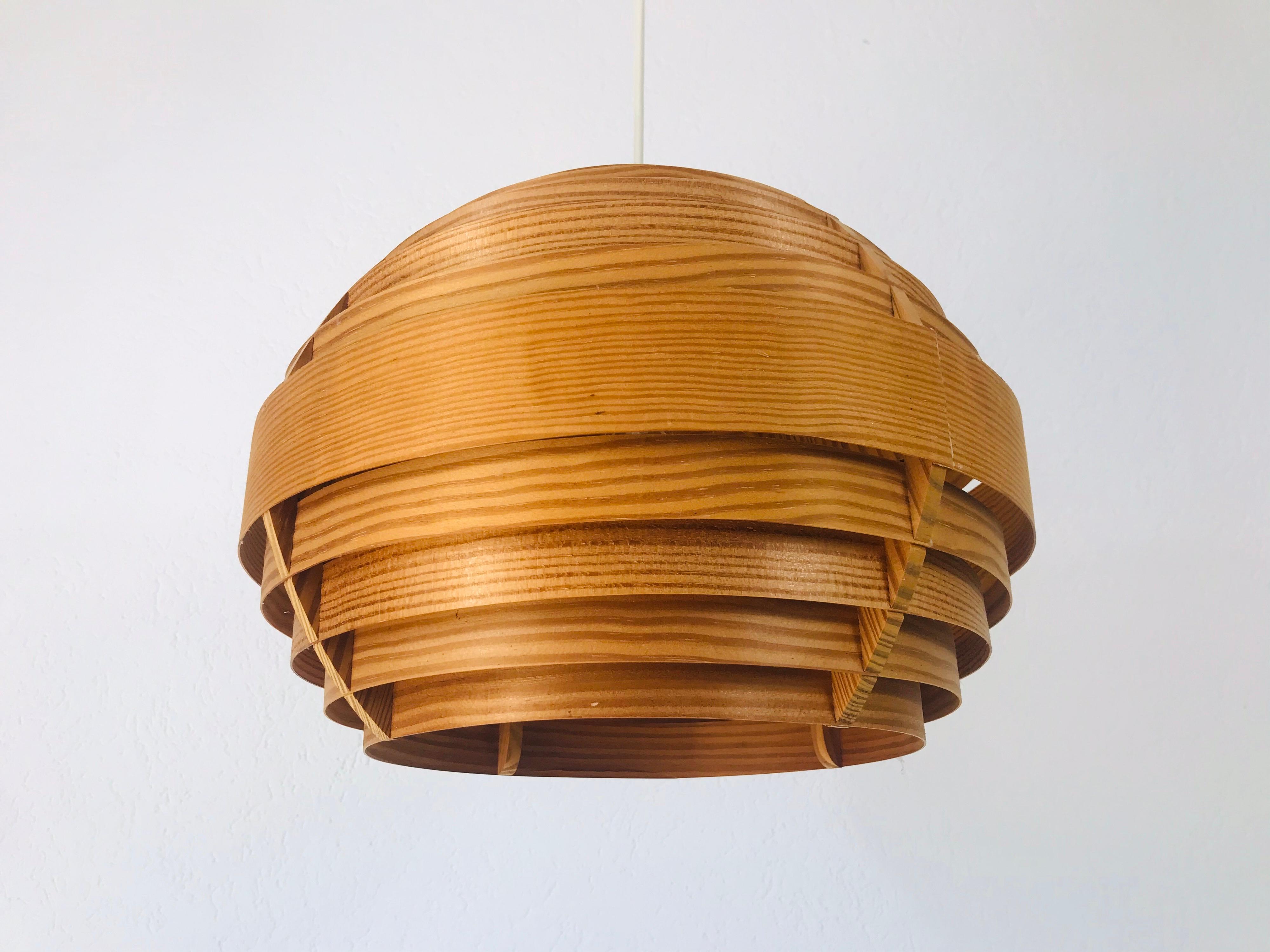 Midcentury Wooden Pendant Lamp by Hans-Agne Jakobsson, Sweden, 1960s 4