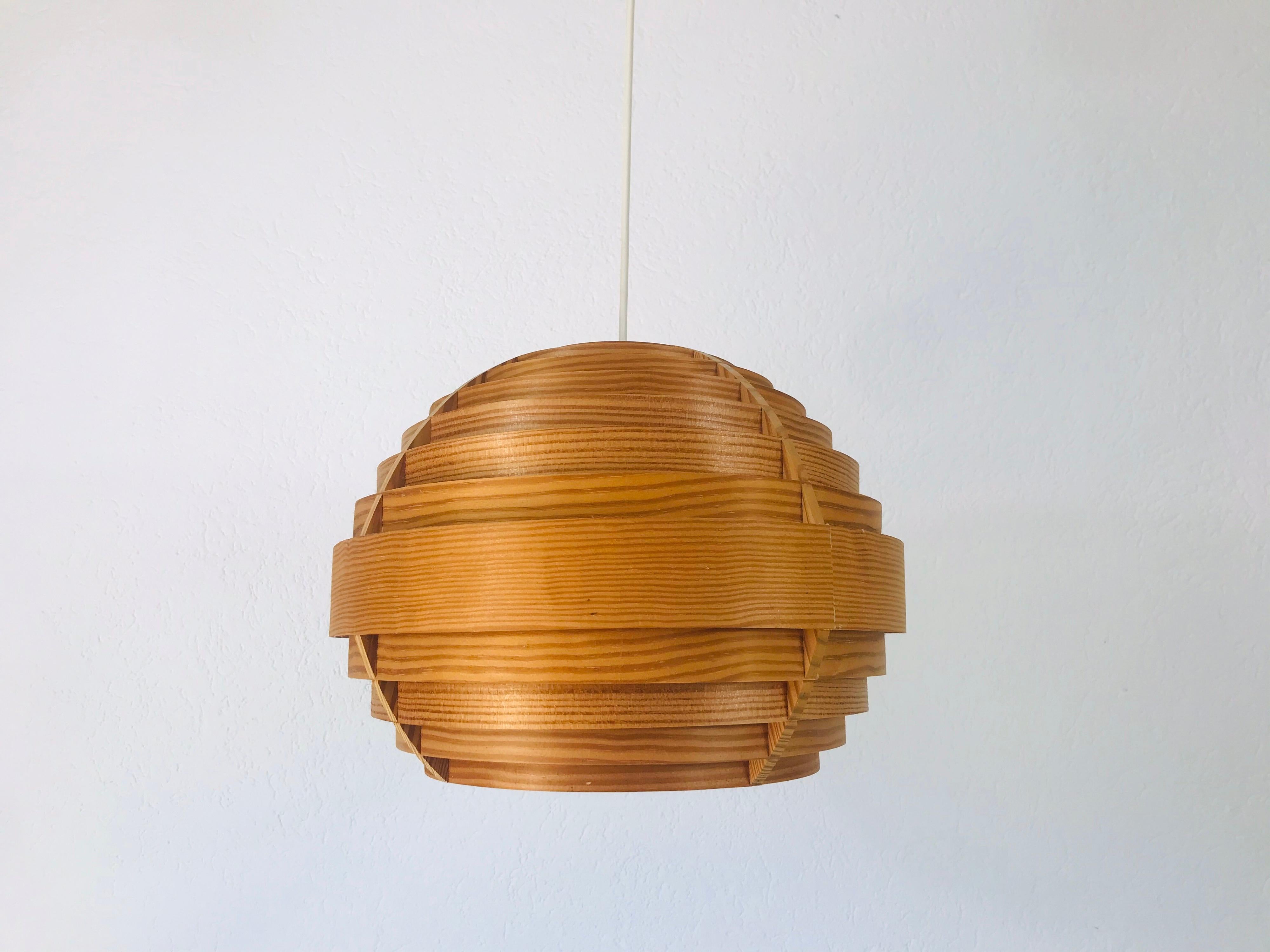 Midcentury Wooden Pendant Lamp by Hans-Agne Jakobsson, Sweden, 1960s 5