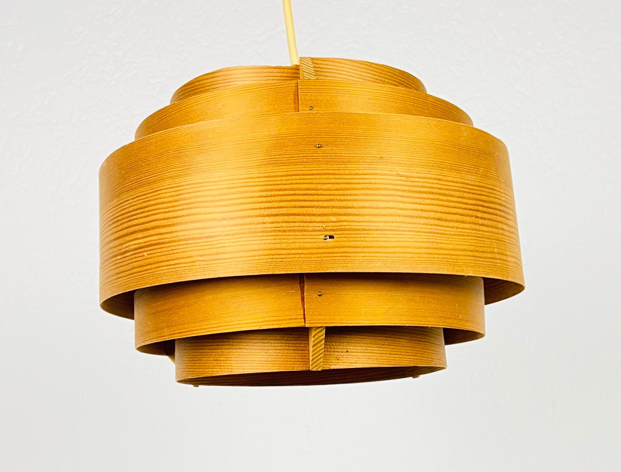 Mid-Century Modern Midcentury Wooden Pendant Lamp by Hans-Agne Jakobsson, Sweden, 1960s