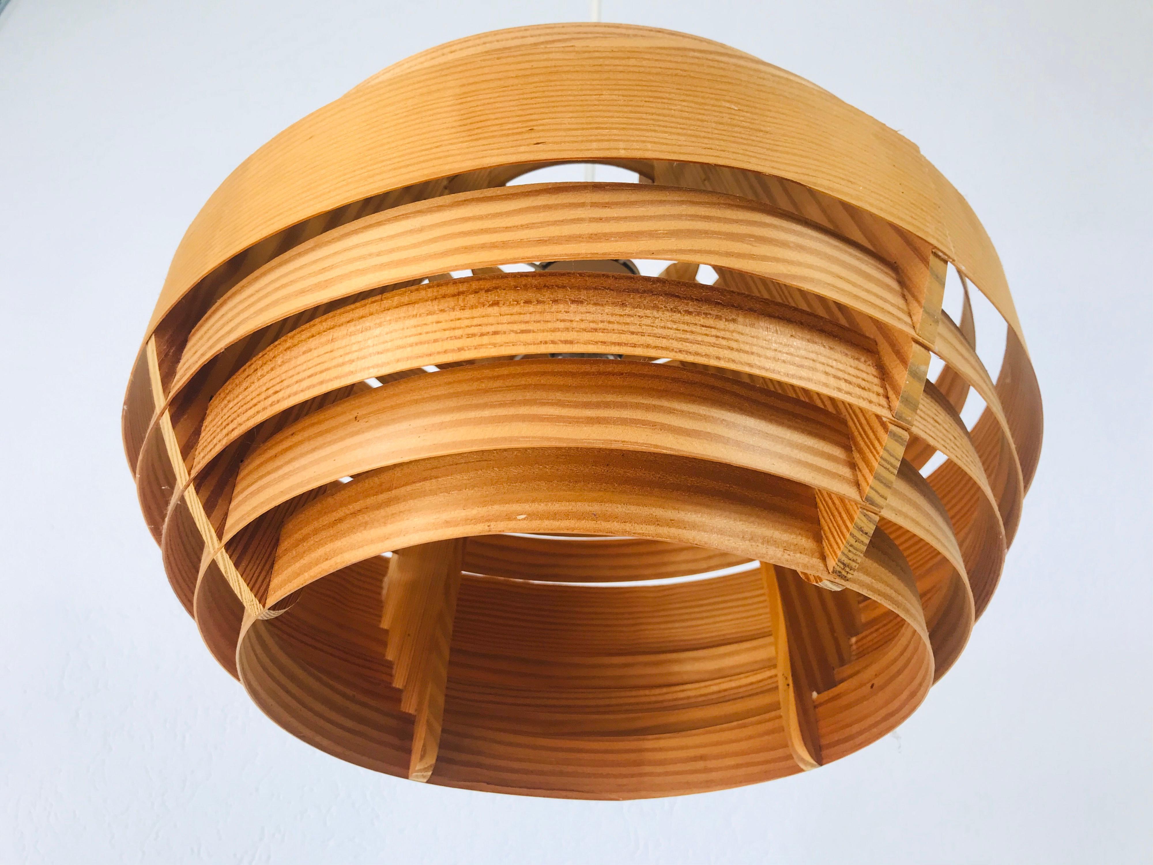 Mid-20th Century Midcentury Wooden Pendant Lamp by Hans-Agne Jakobsson, Sweden, 1960s