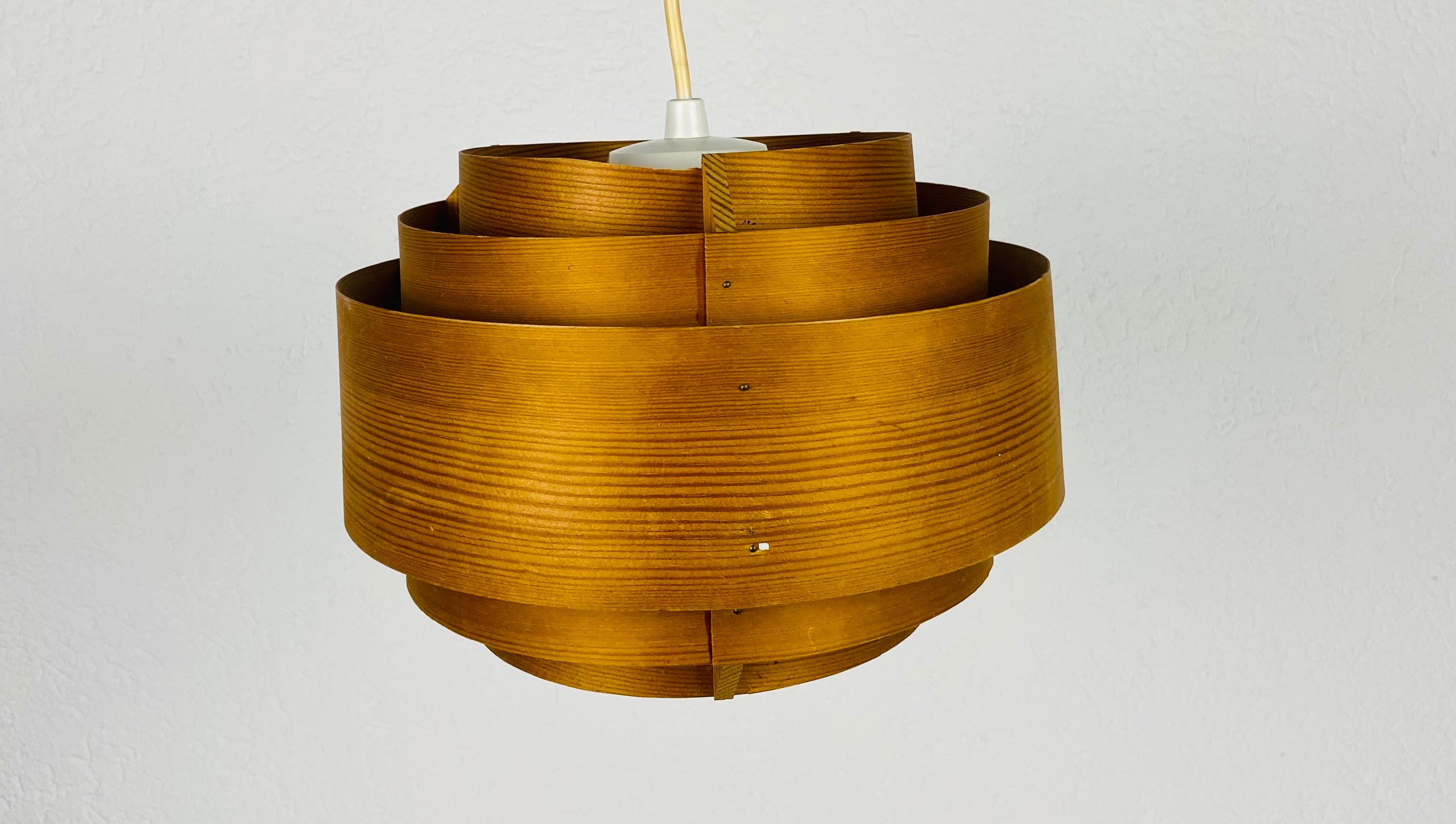 Midcentury Wooden Pendant Lamp by Hans-Agne Jakobsson, Sweden, 1960s 1