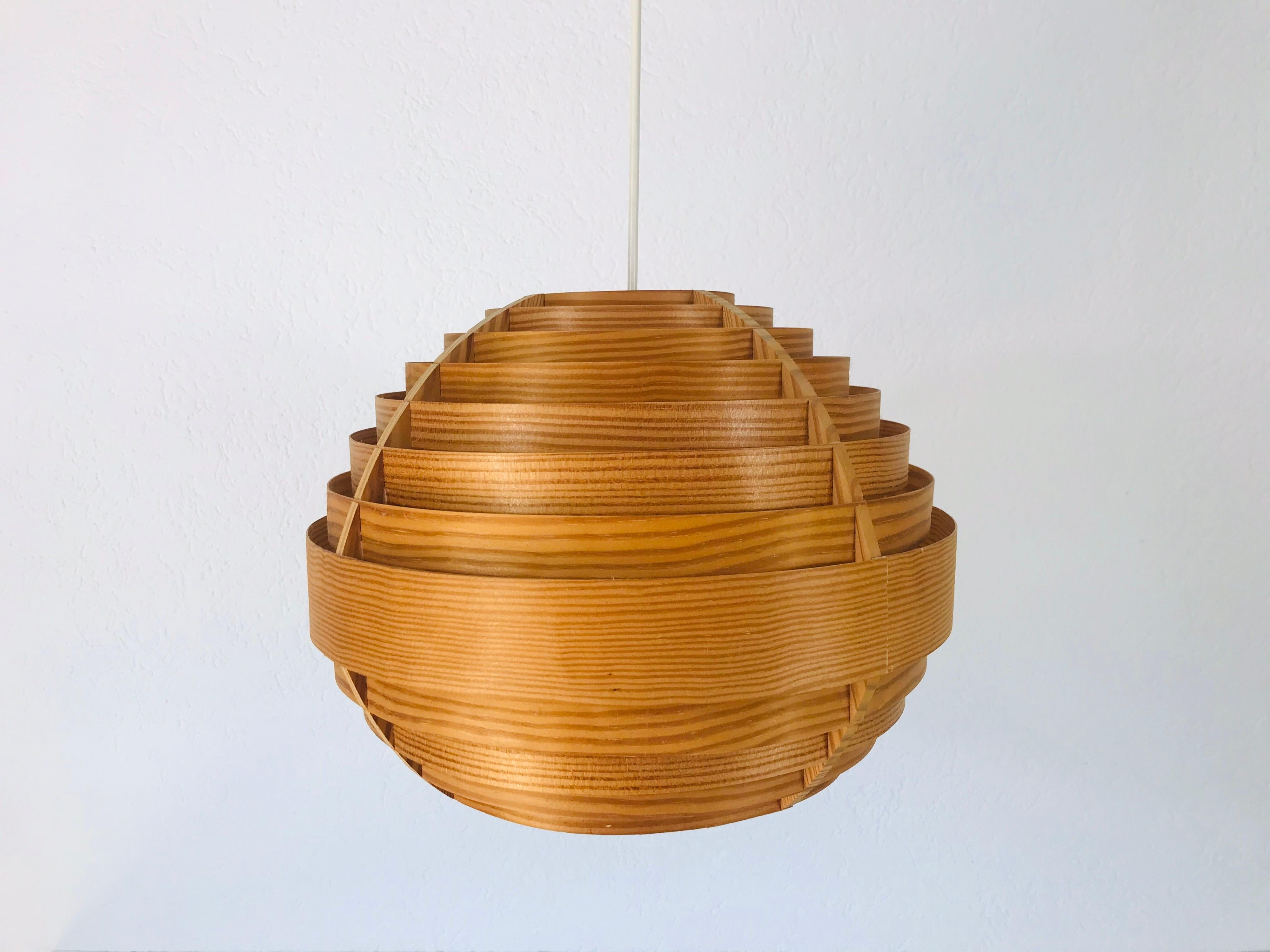 Midcentury Wooden Pendant Lamp by Hans-Agne Jakobsson, Sweden, 1960s 1
