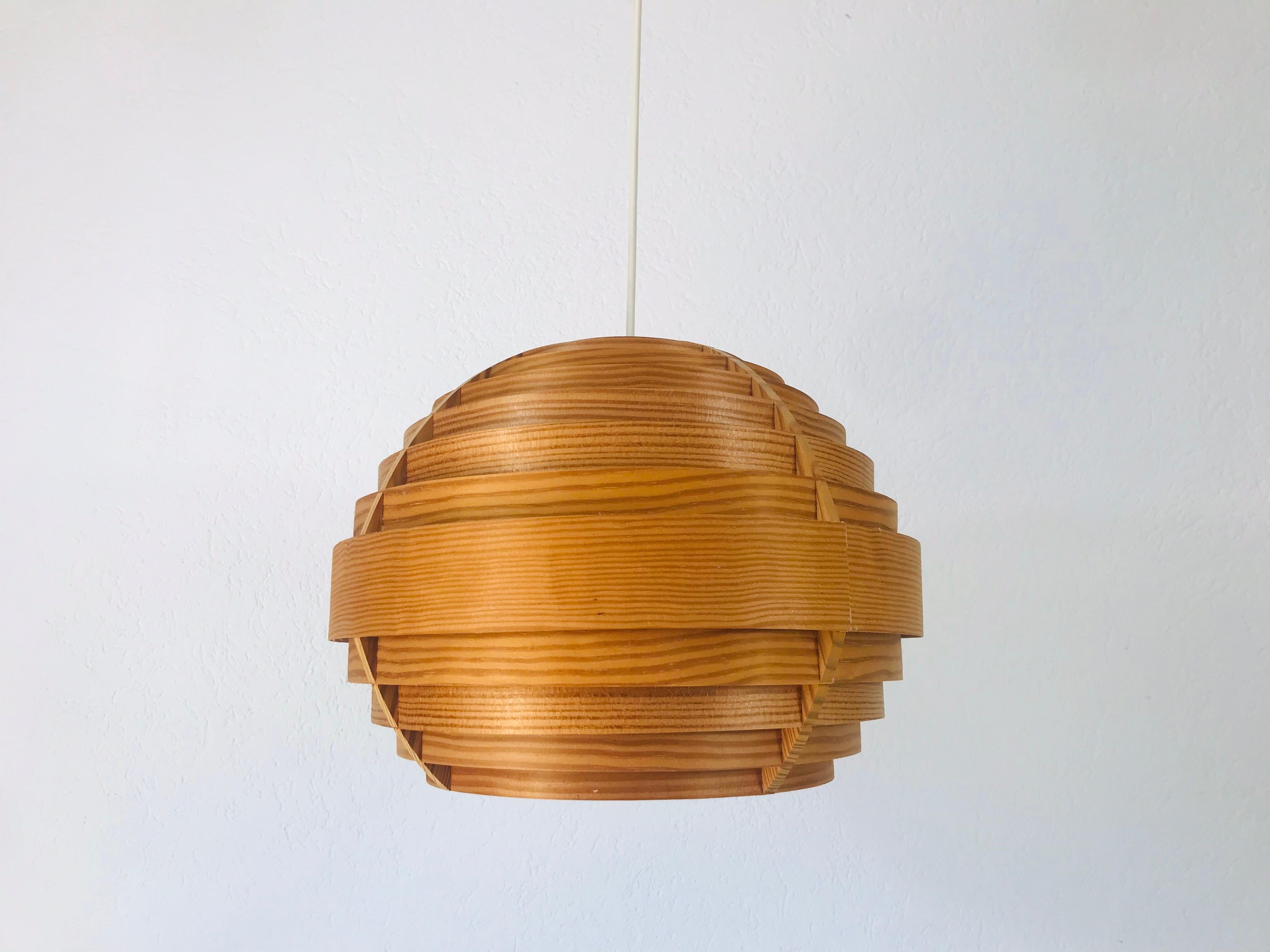 Midcentury Wooden Pendant Lamp by Hans-Agne Jakobsson, Sweden, 1960s 2