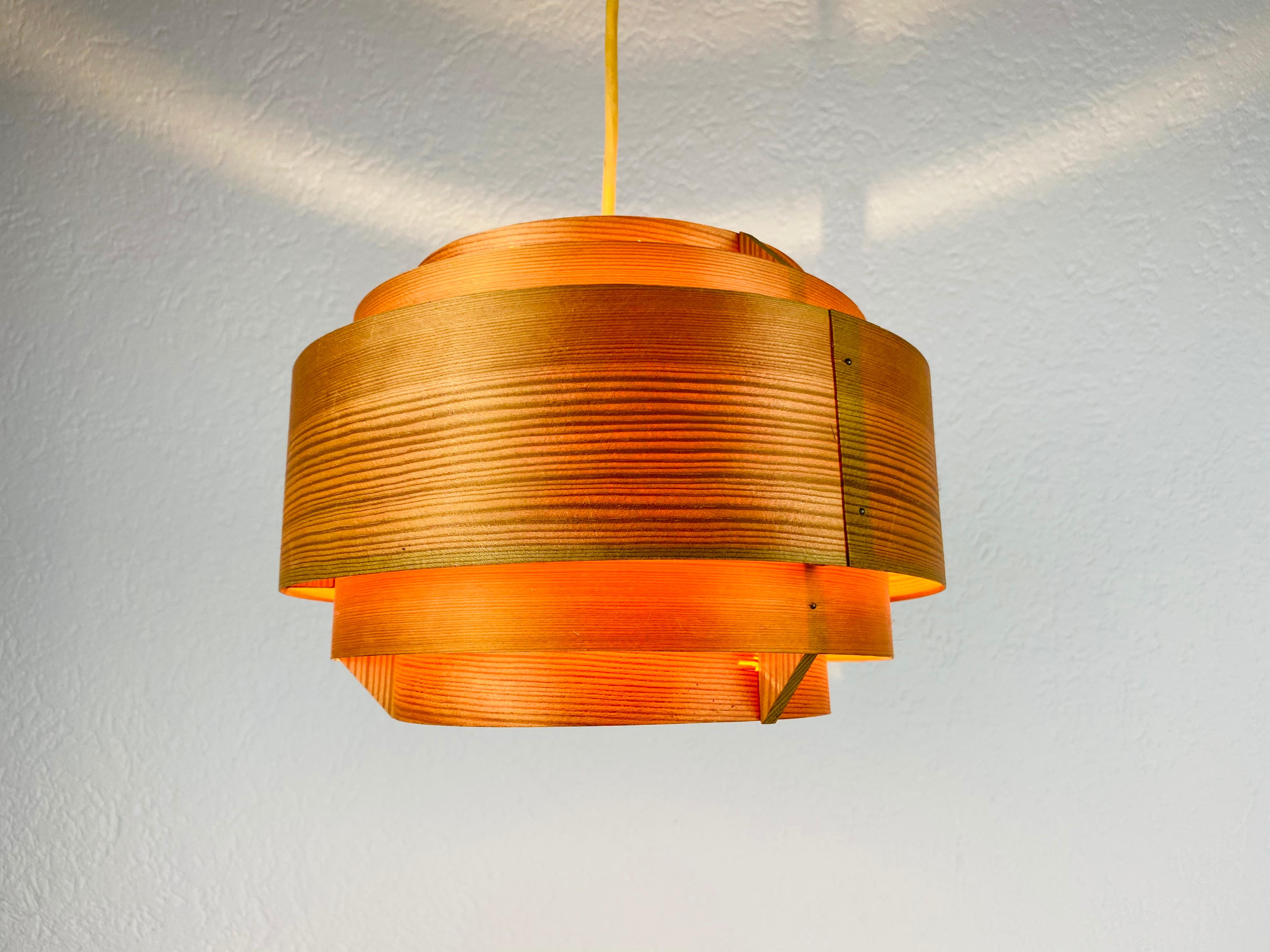 Midcentury Wooden Pendant Lamp by Hans-Agne Jakobsson, Sweden, 1960s 3