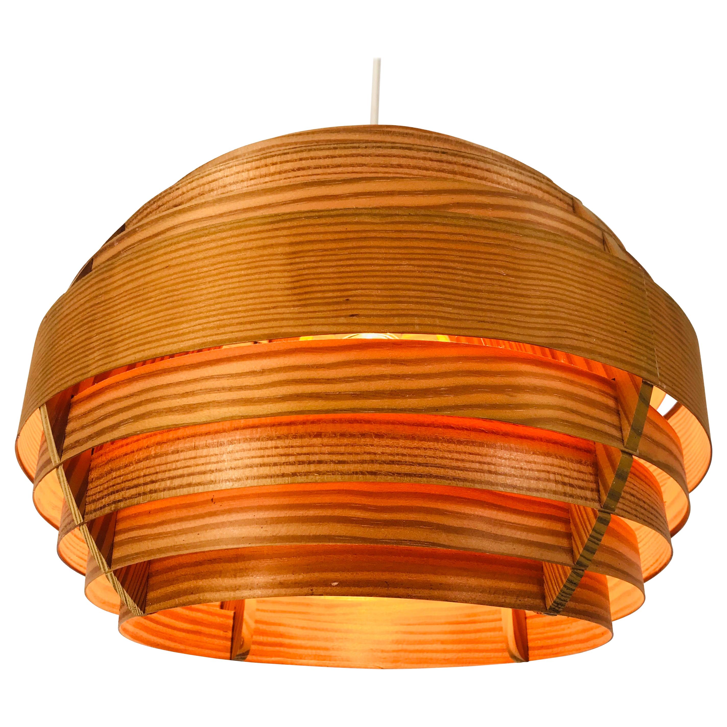 Midcentury Wooden Pendant Lamp by Hans-Agne Jakobsson, Sweden, 1960s