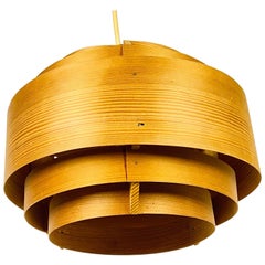 Midcentury Wooden Pendant Lamp by Hans-Agne Jakobsson, Sweden, 1960s