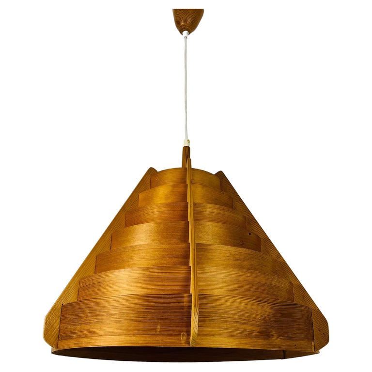 Mid-Century Wooden Pendant Lamp by Hans-Agne Jakobsson, Sweden, 1960s For  Sale at 1stDibs