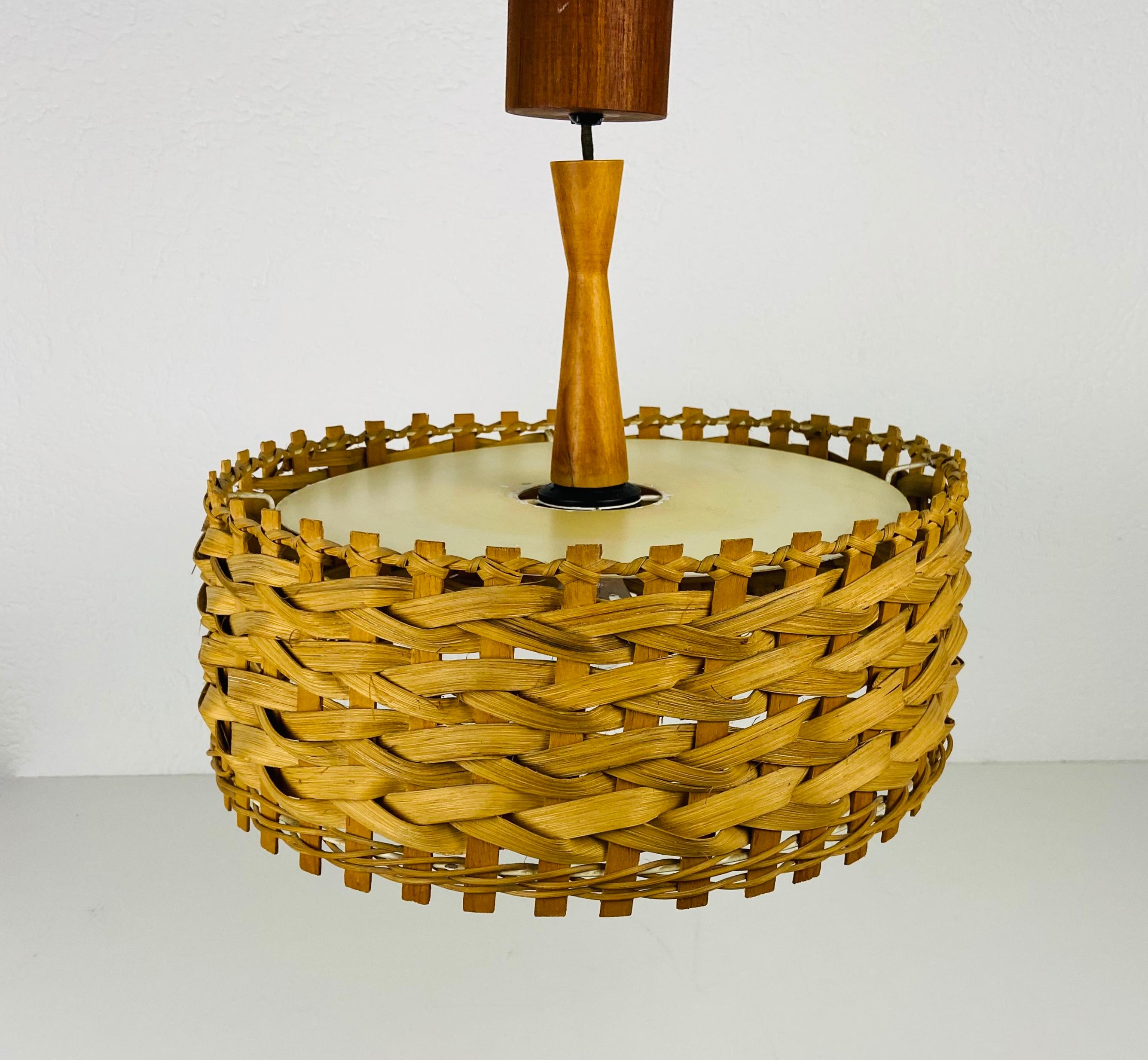 Mid-Century Modern Midcentury Wooden Pendant Lamp, Sweden, 1960s For Sale
