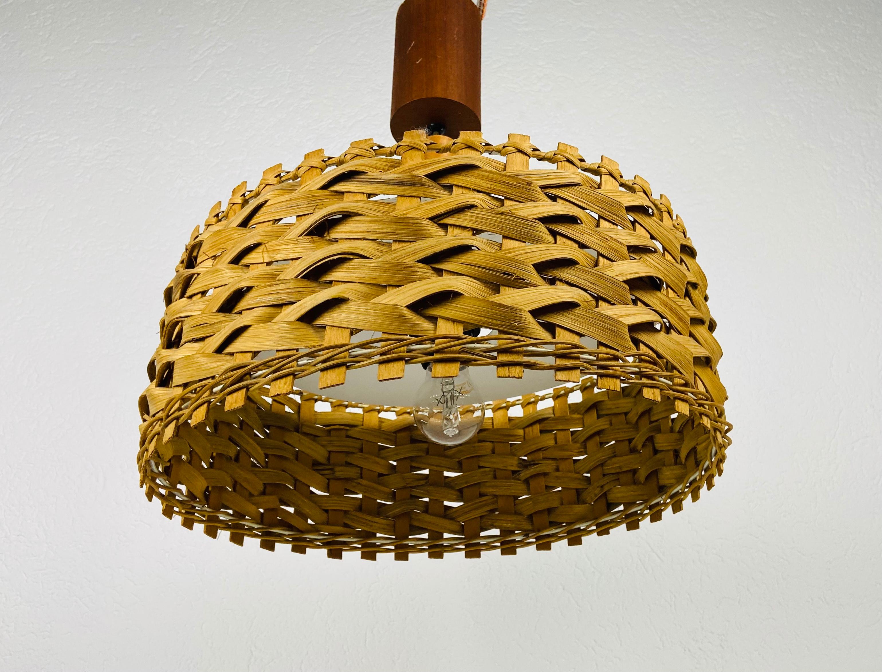 Mid-20th Century Midcentury Wooden Pendant Lamp, Sweden, 1960s For Sale