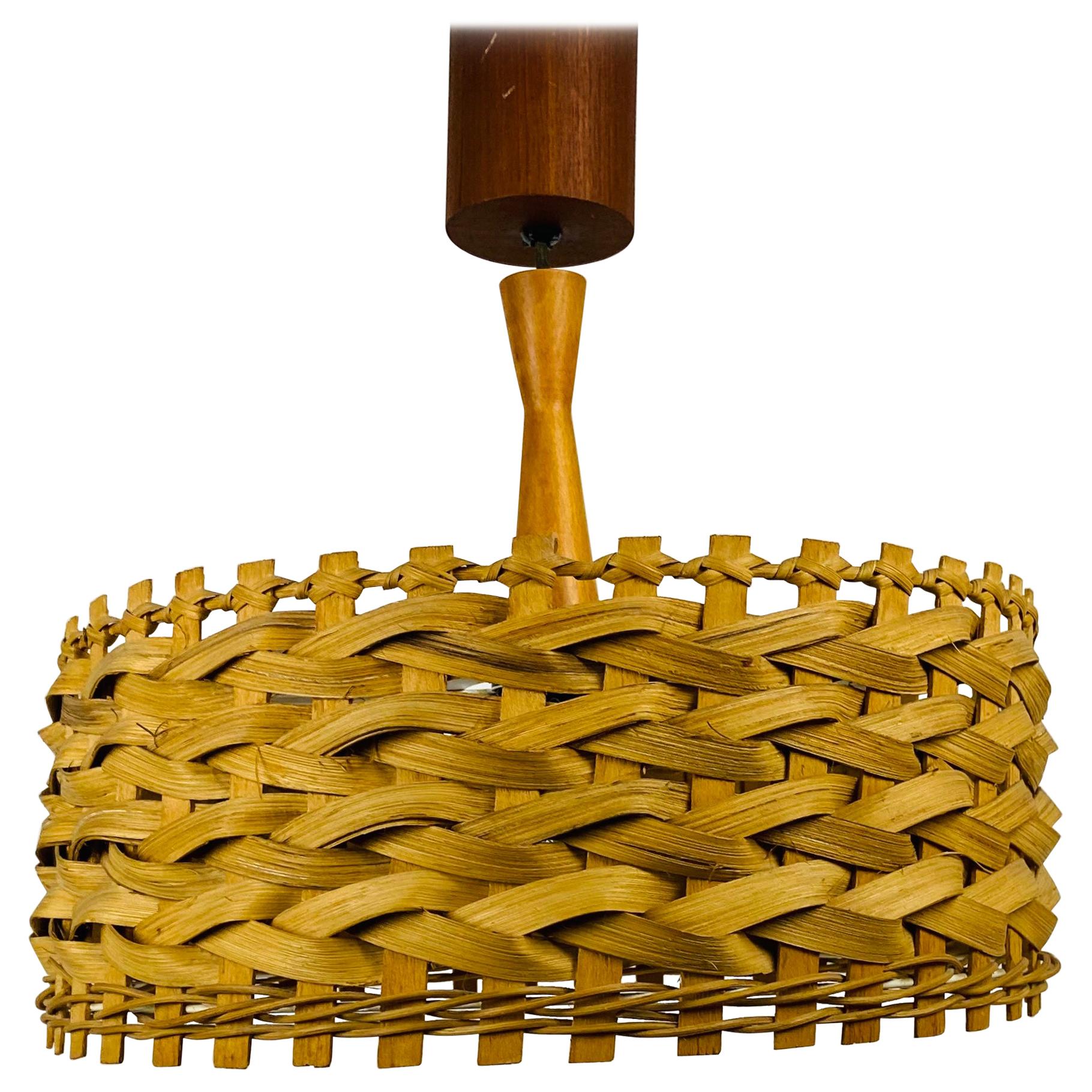 Midcentury Wooden Pendant Lamp, Sweden, 1960s