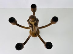 Lampe suspendue à 5 bras en bois du milieu du siècle par Domus, années 1960