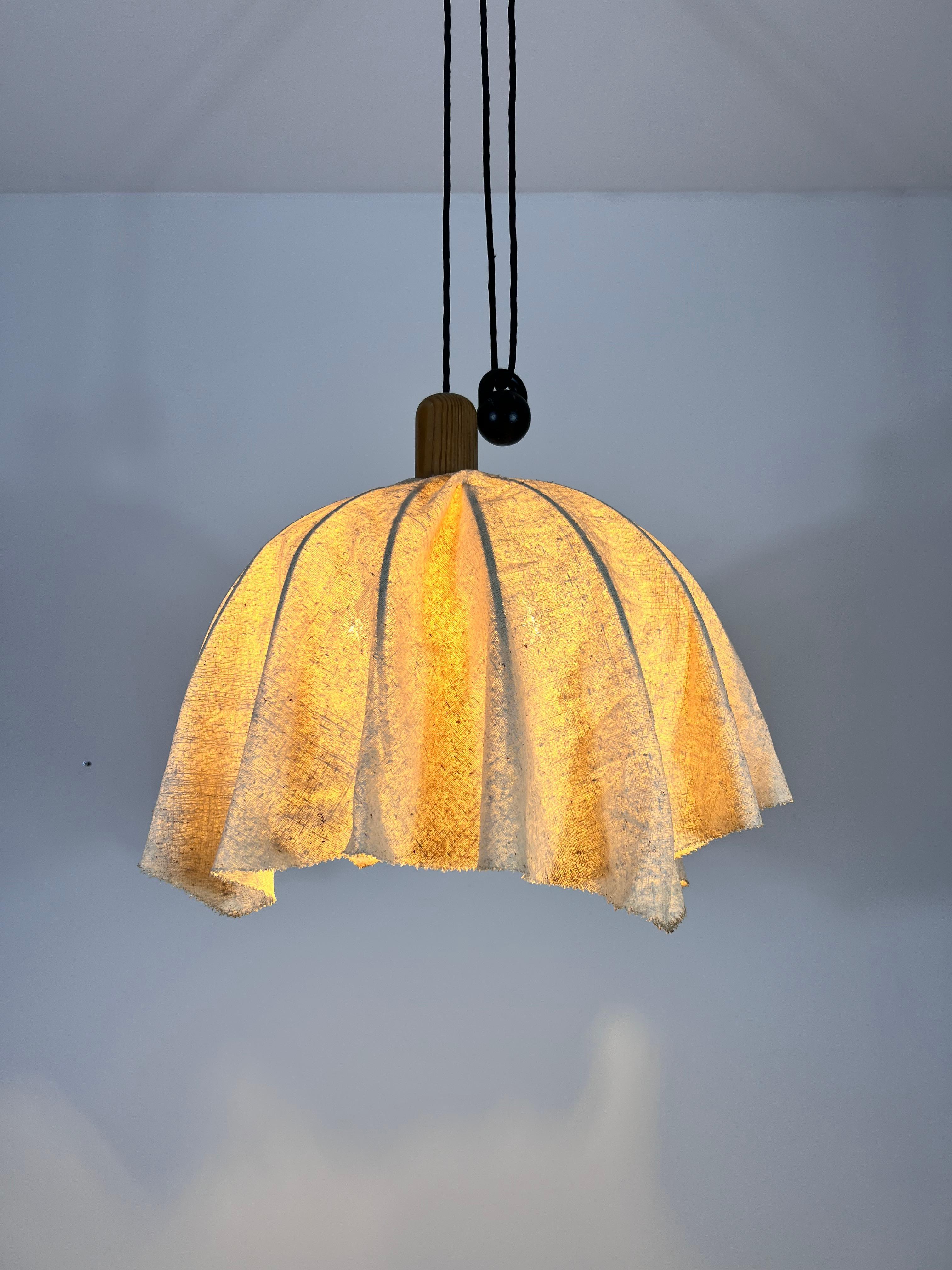 Midcentury Wooden Pendant Lamp with Counterweight by Domus, 1960s 4