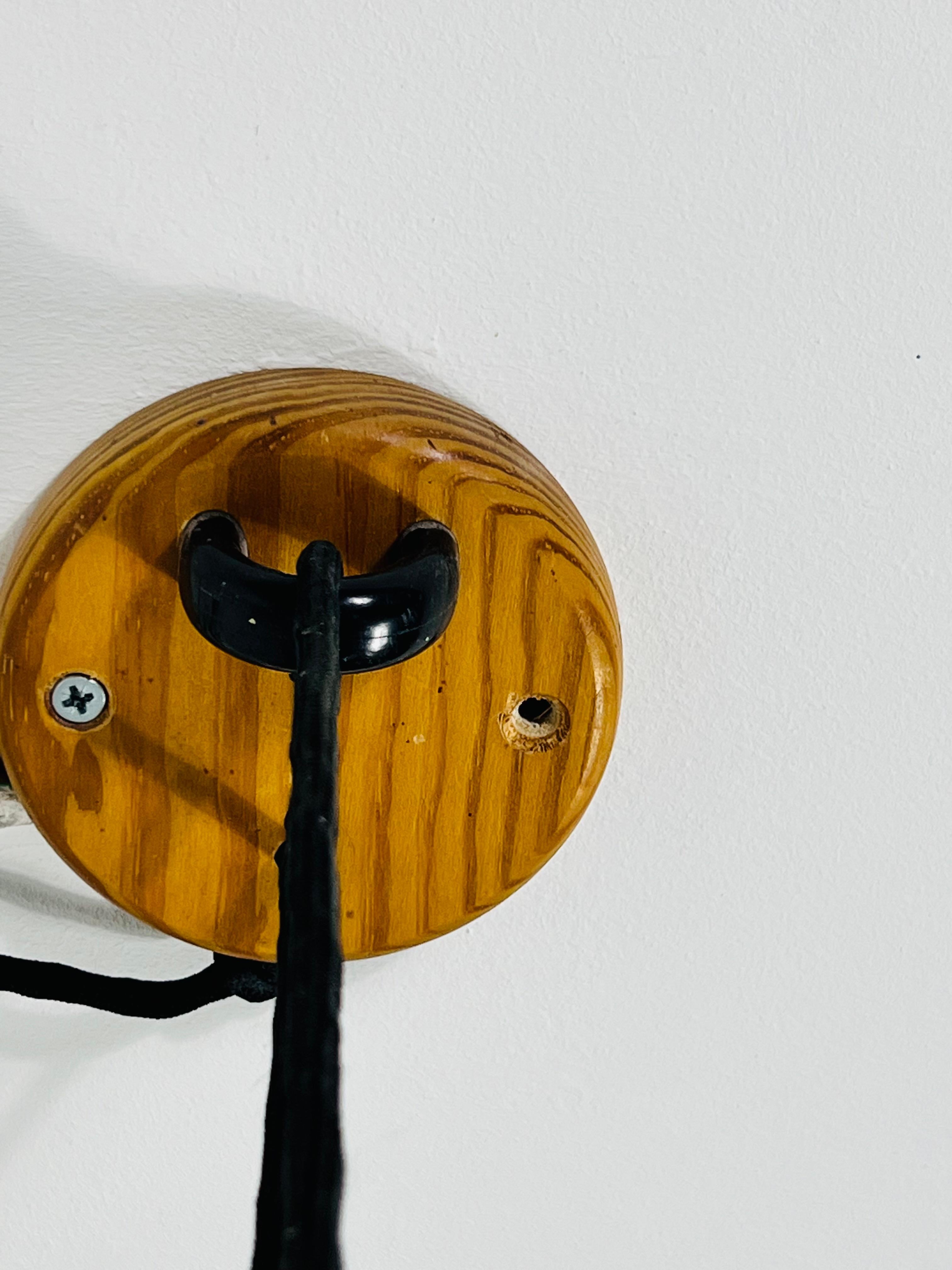 Midcentury Wooden Pendant Lamp with Counterweight by Domus, 1960s 8