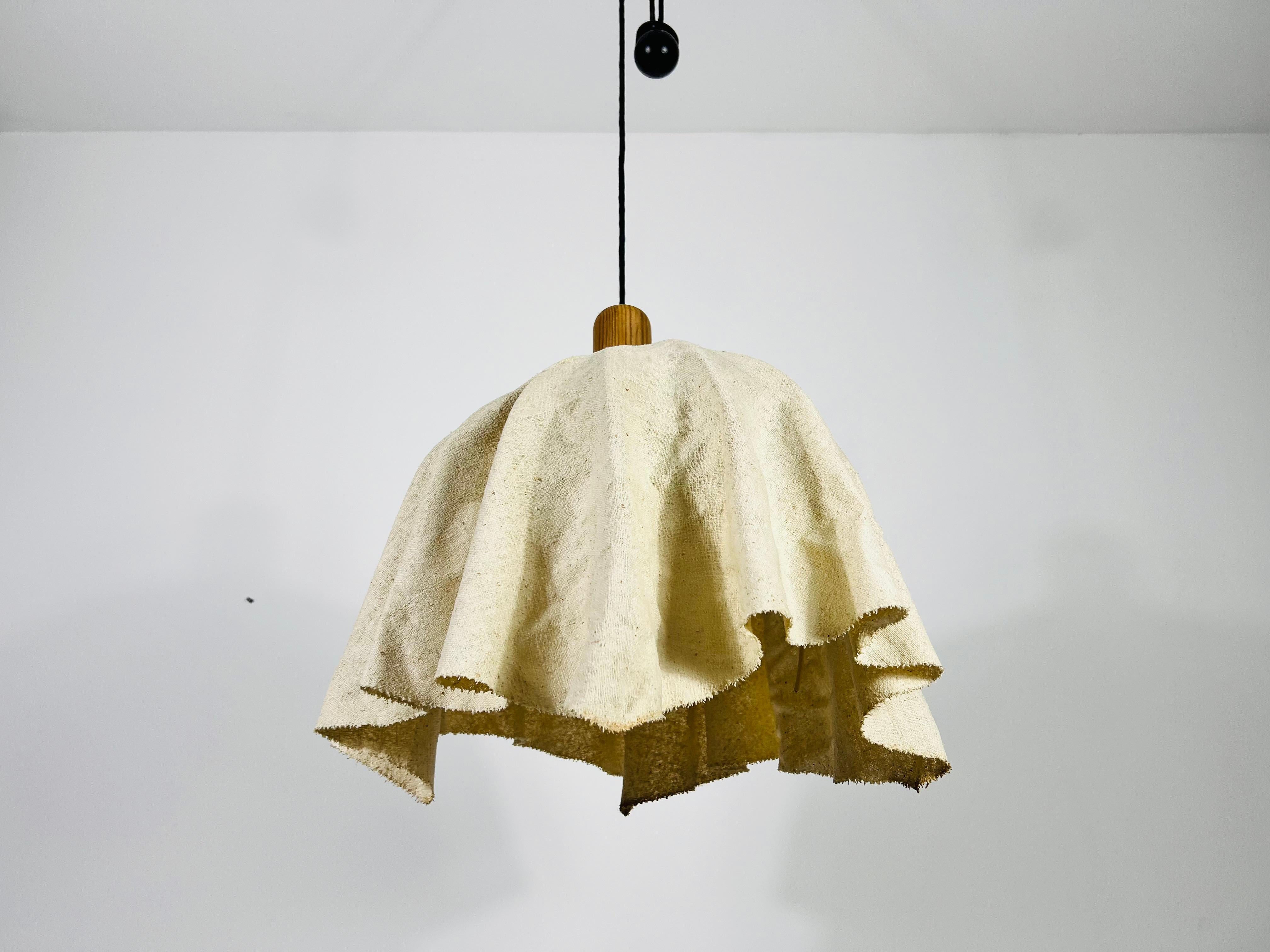 Mid-20th Century Midcentury Wooden Pendant Lamp with Counterweight by Domus, 1960s