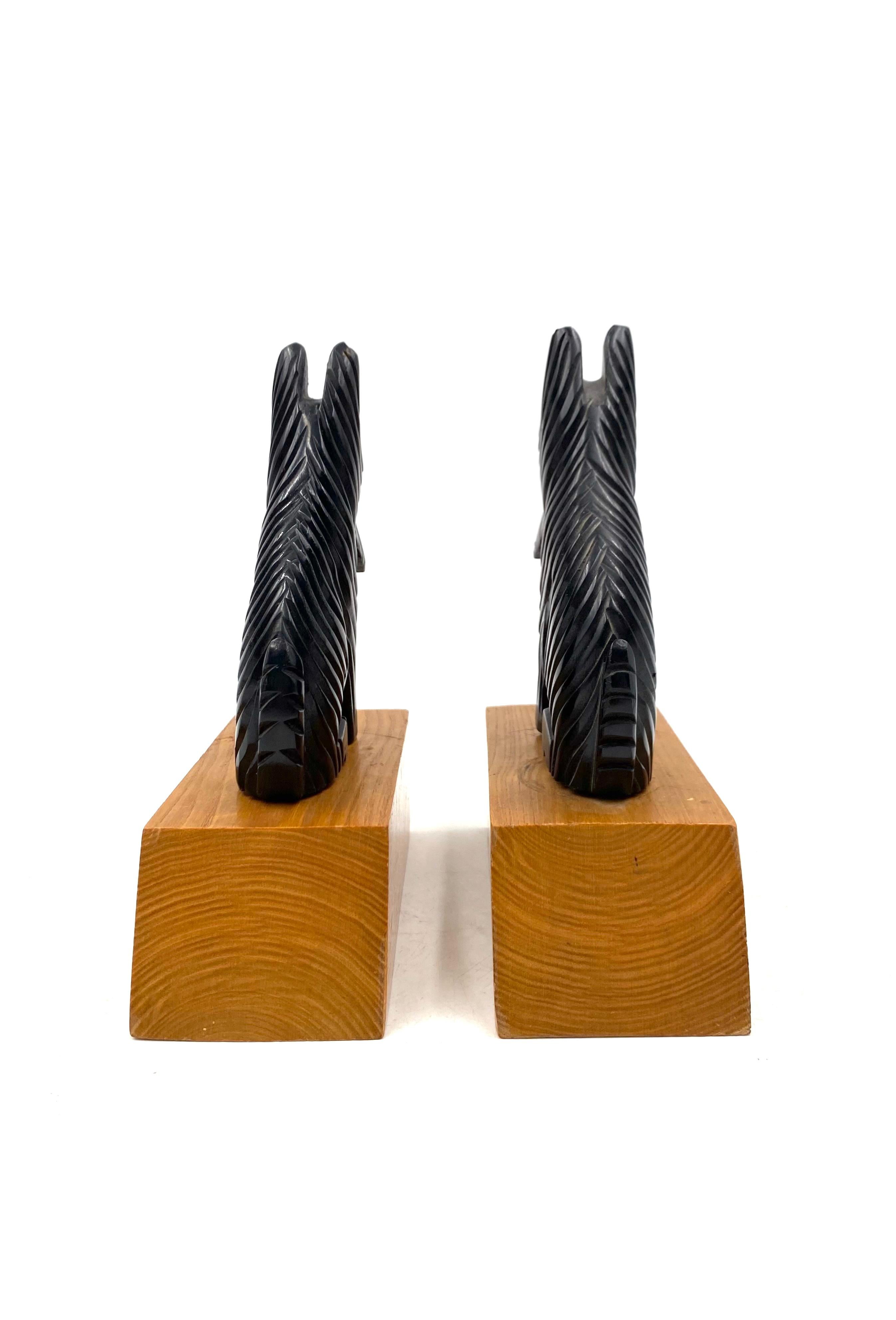 Midcentury wooden Schnauzer bookends, France circa 1950s For Sale 3