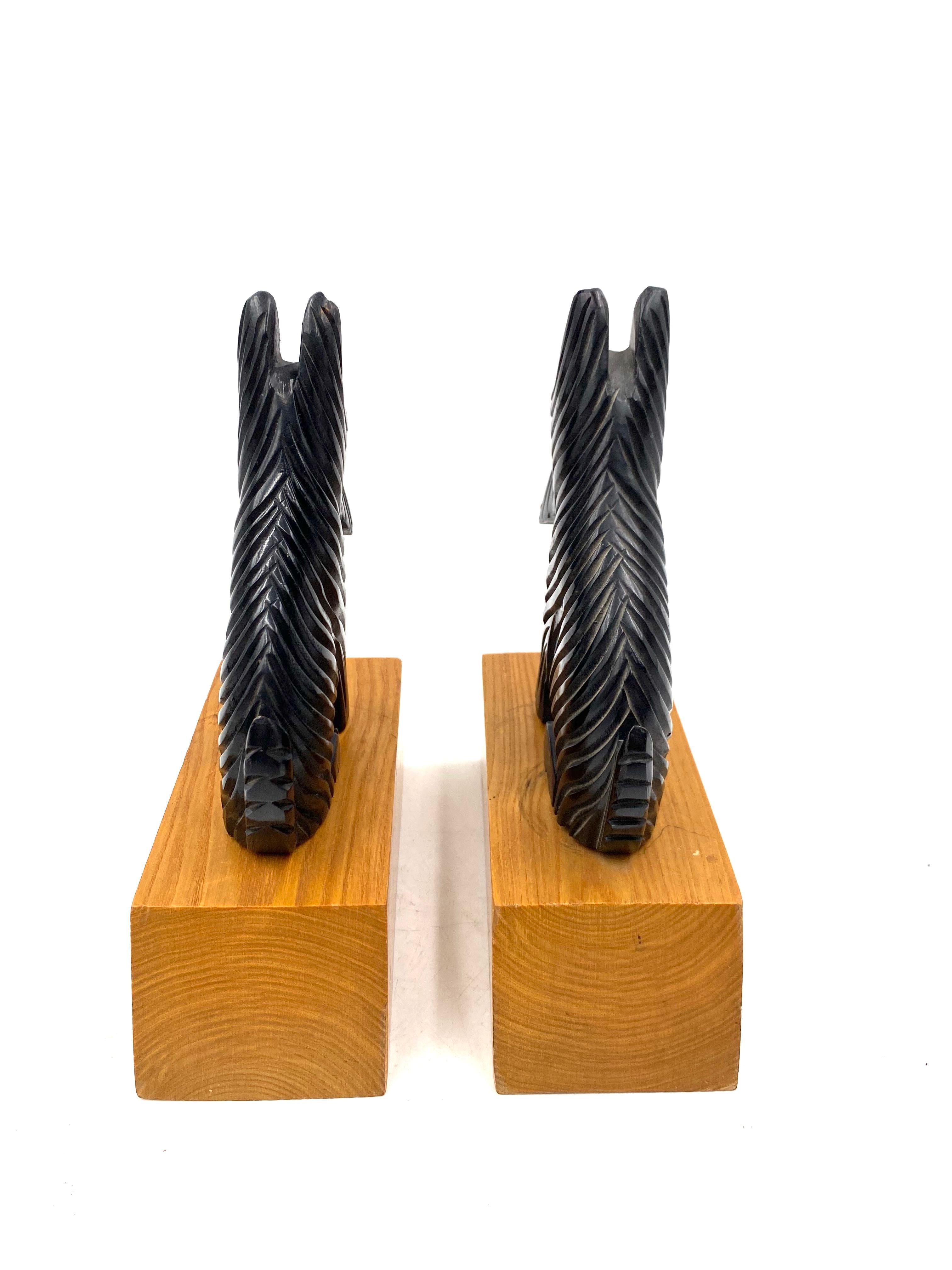 Midcentury wooden Schnauzer bookends, France circa 1950s For Sale 4