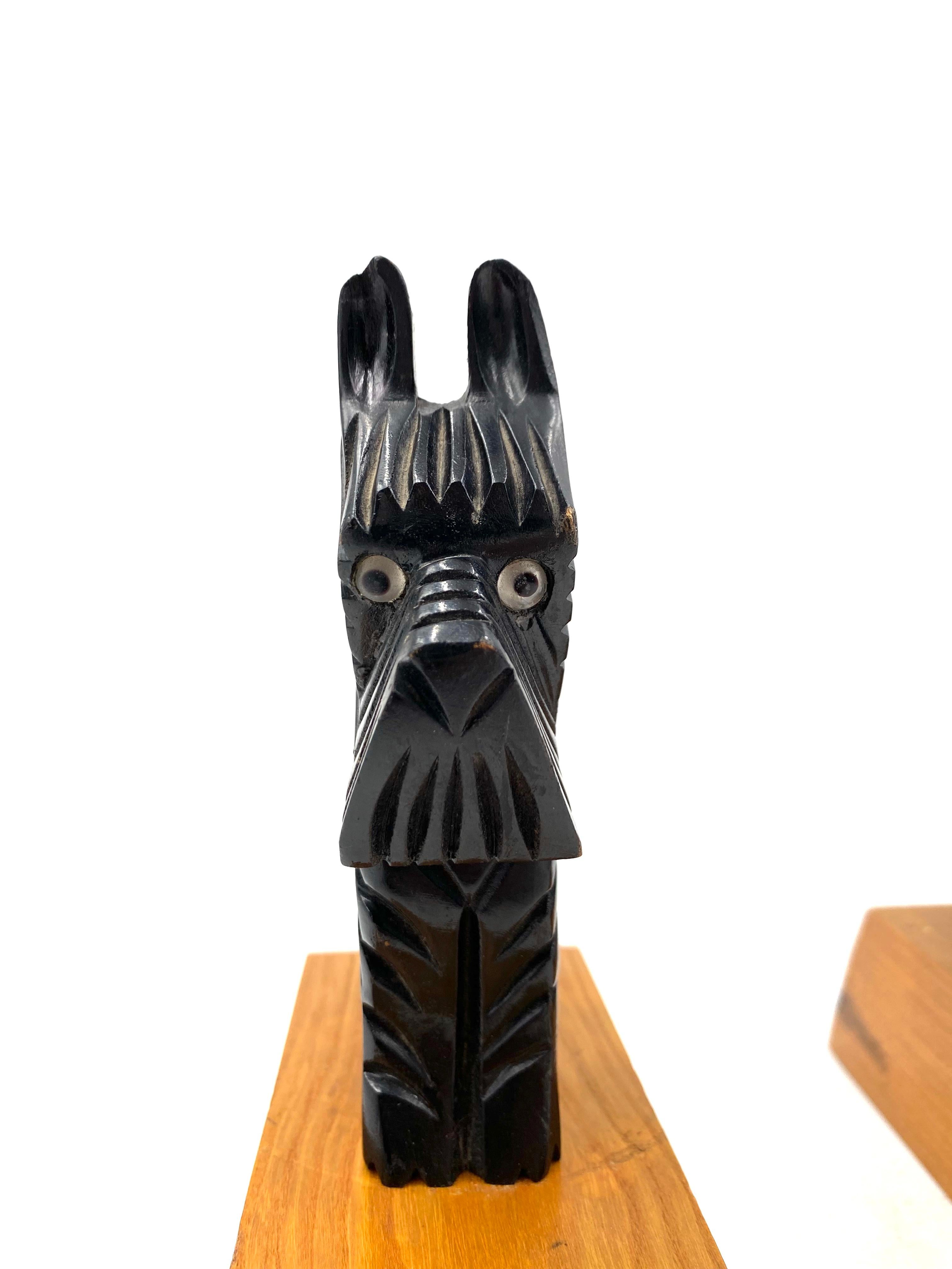 Midcentury wooden Schnauzer bookends, France circa 1950s For Sale 1