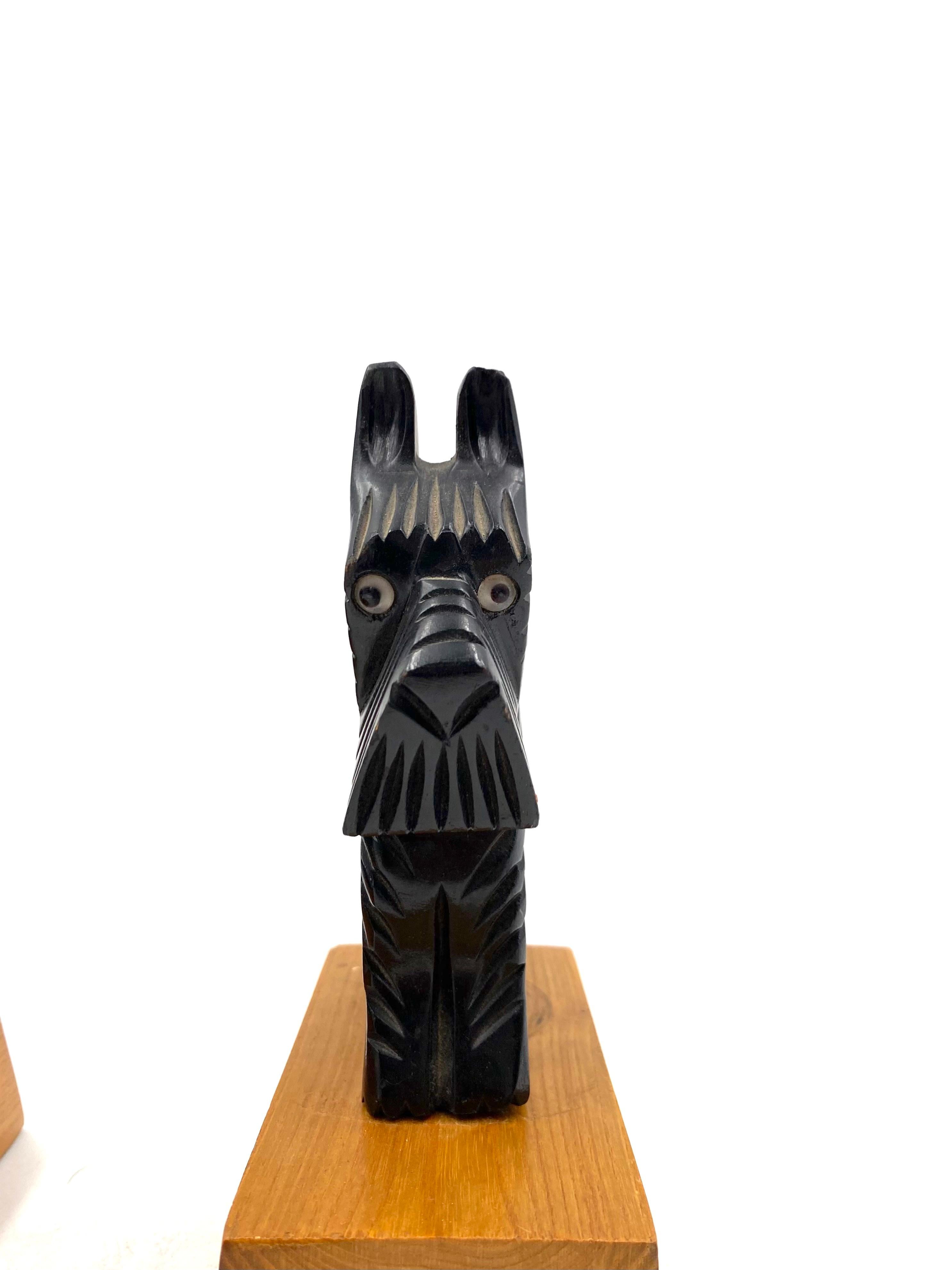 Midcentury wooden Schnauzer bookends, France circa 1950s For Sale 2
