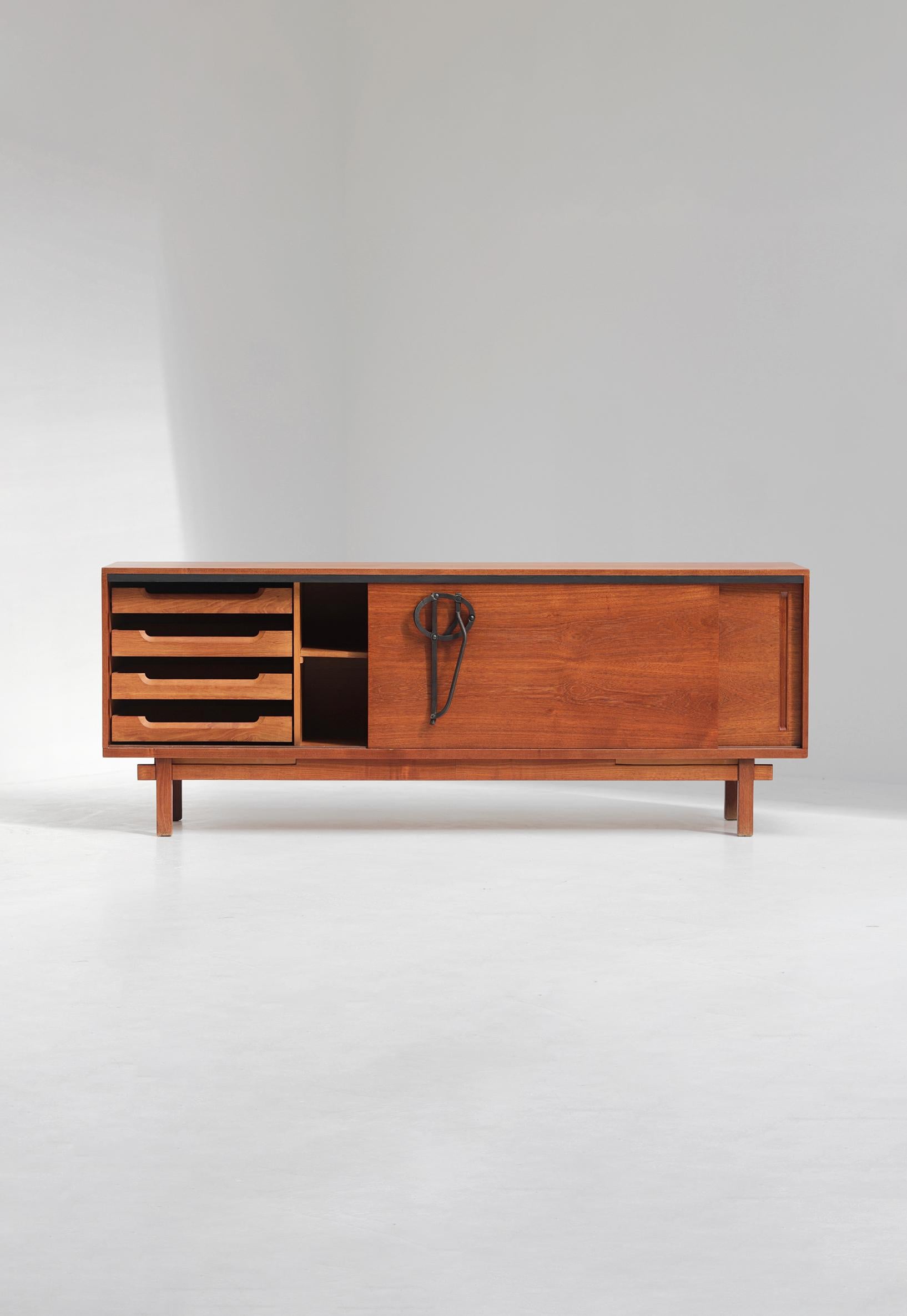 Midcentury wooden sideboard by J. Batenburg and E. Souply for MI Belgium 1960s. 1