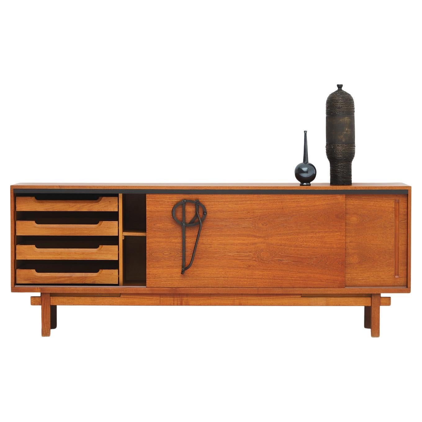 Midcentury wooden sideboard by J. Batenburg and E. Souply for MI Belgium 1960s.