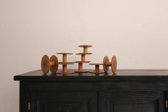 Midcentury Wooden Yarn Bobbins Spools, Set of 8