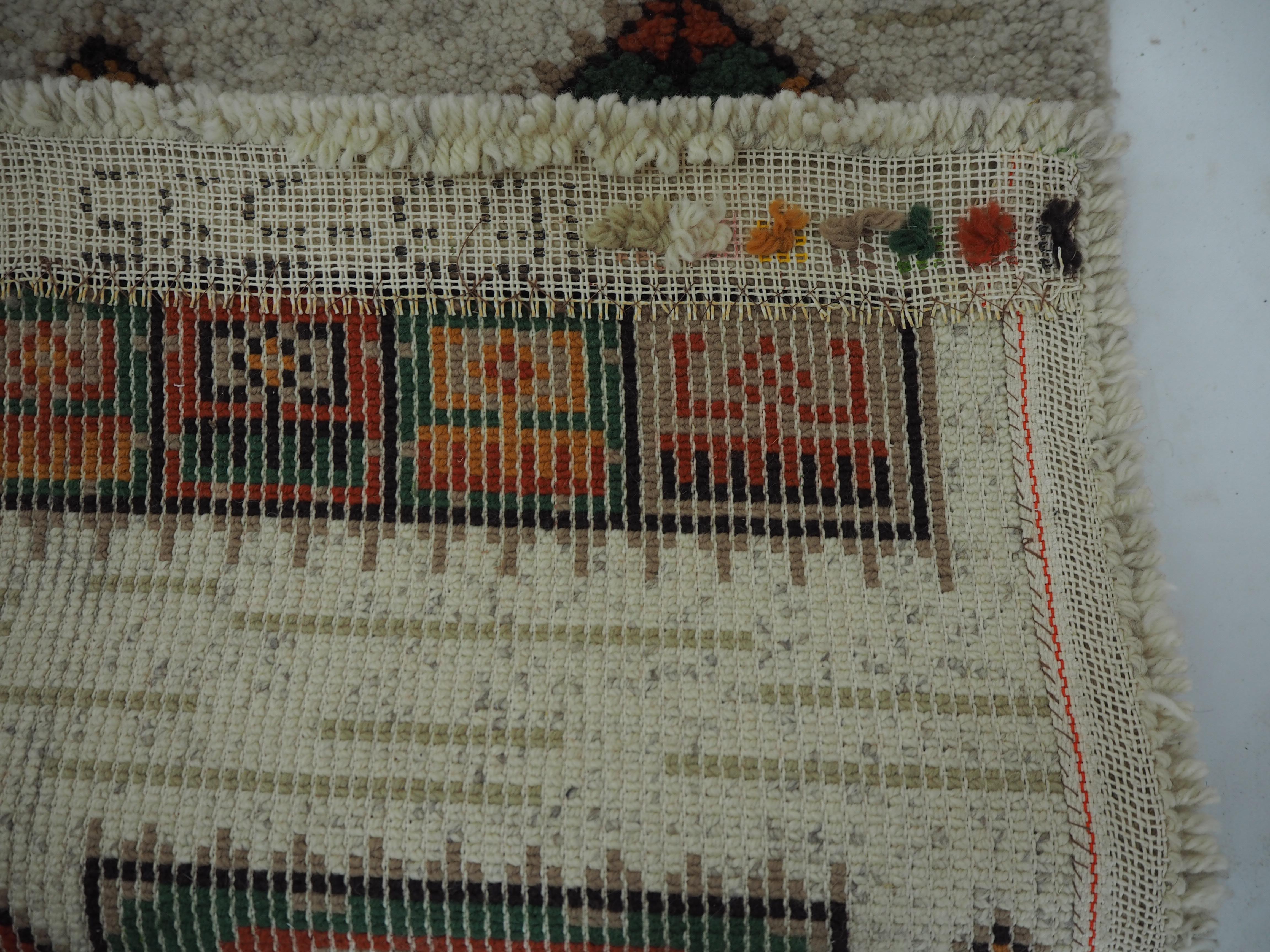 Midcentury Wool Kelim Brussels Style Rug, Carpet, 1960s For Sale 1