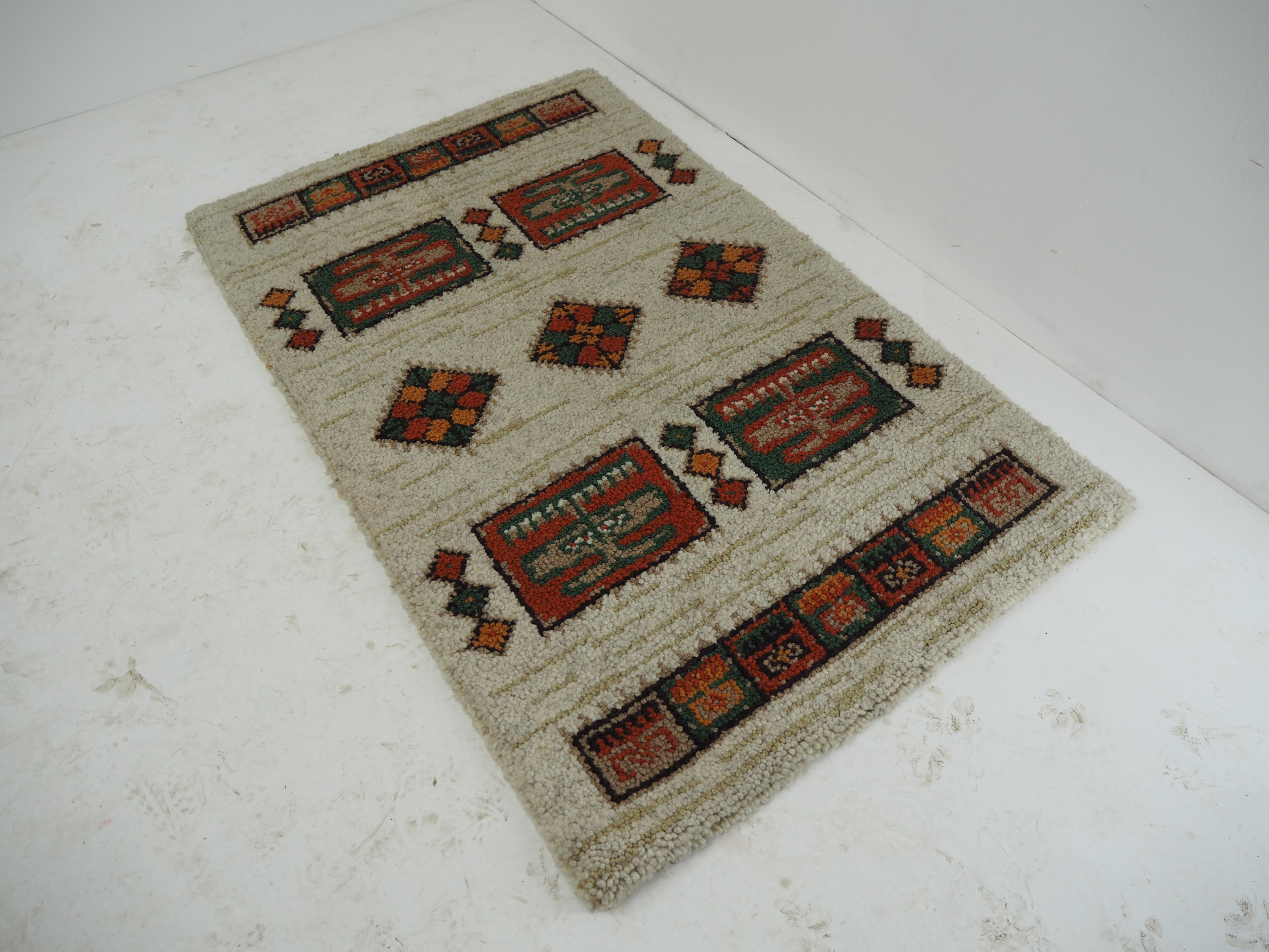 Midcentury Wool Kelim Brussels Style Rug, Carpet, 1960s For Sale 3