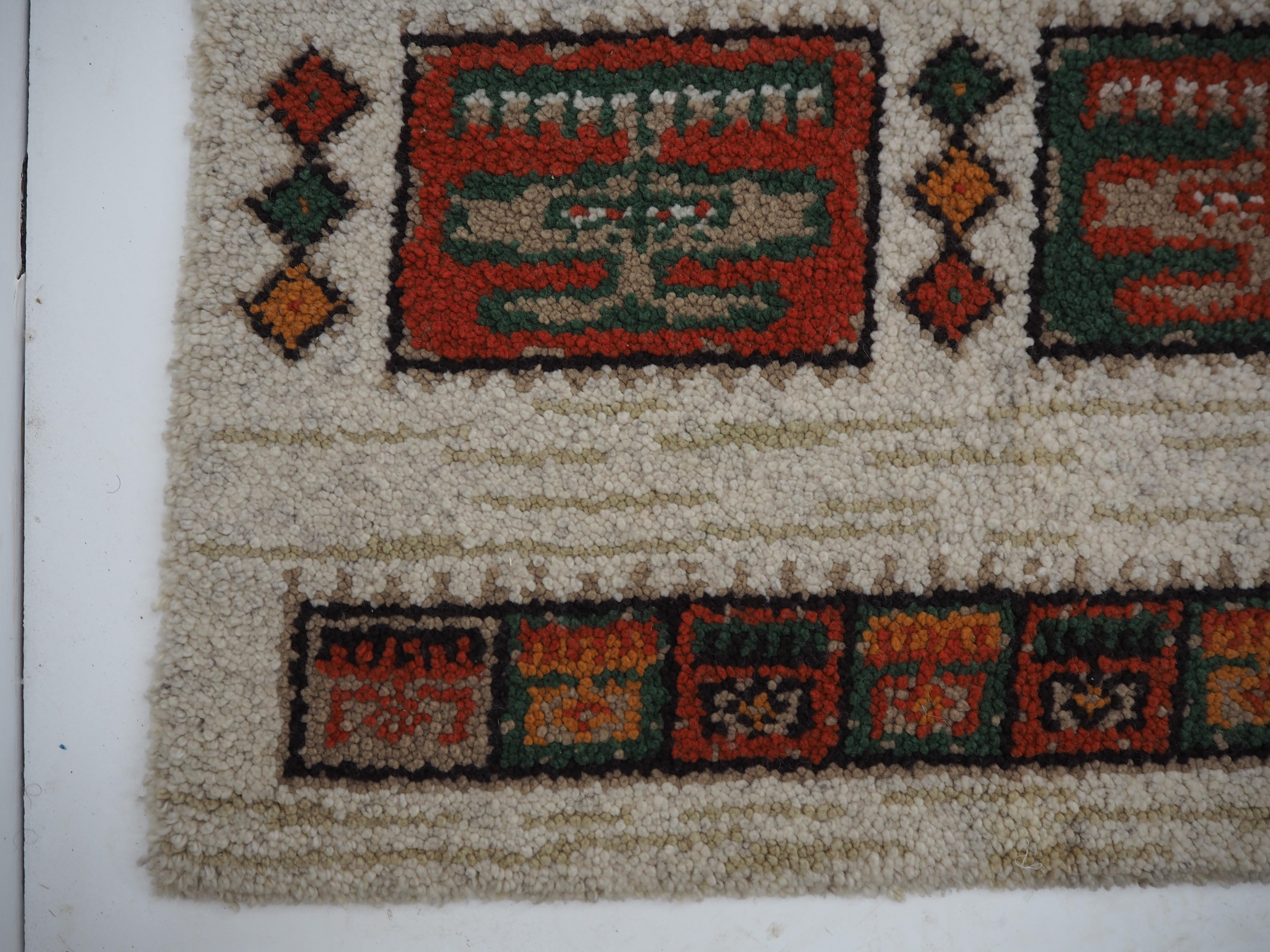 Hand-Woven Midcentury Wool Kelim Brussels Style Rug, Carpet, 1960s For Sale