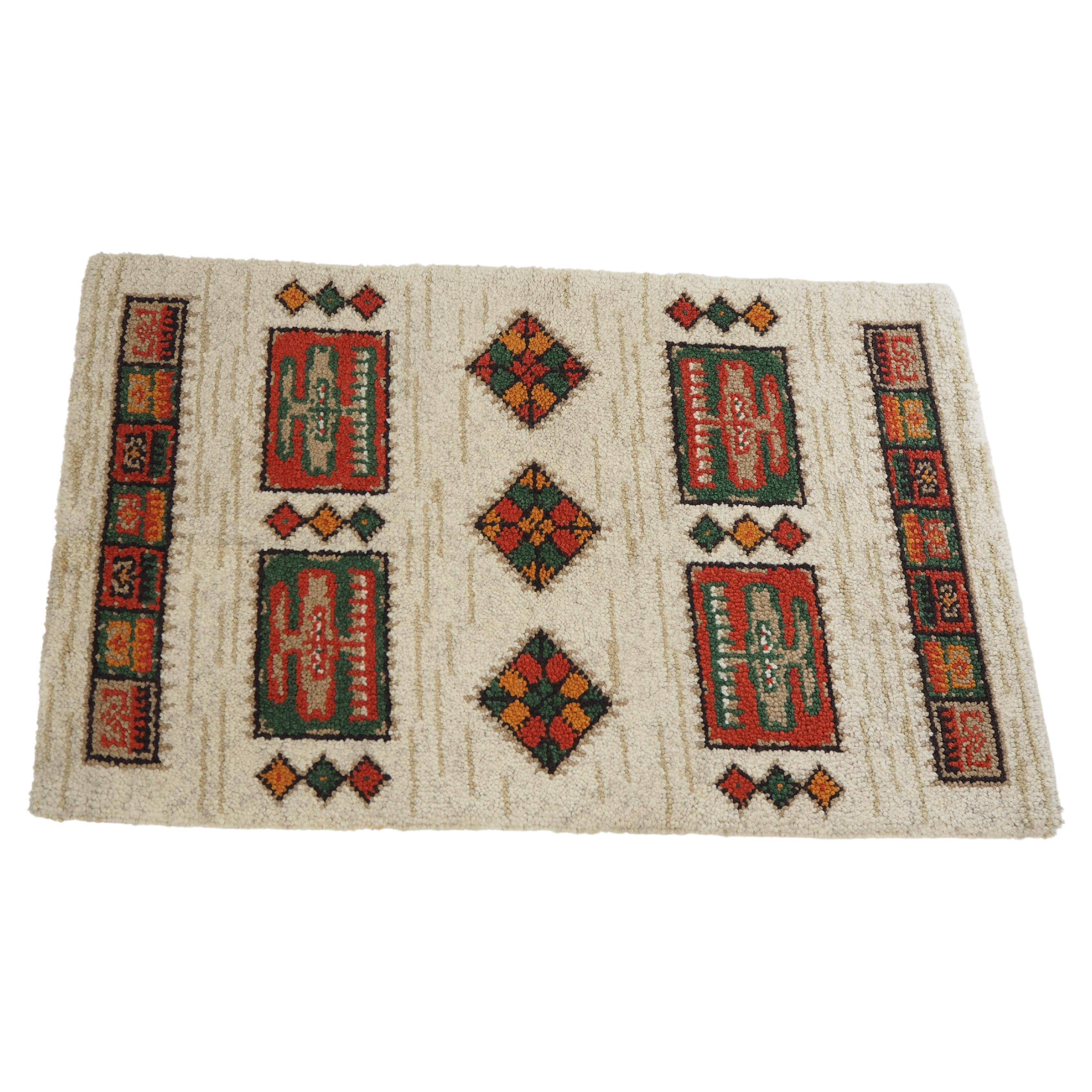 Midcentury Wool Kelim Brussels Style Rug, Carpet, 1960s For Sale