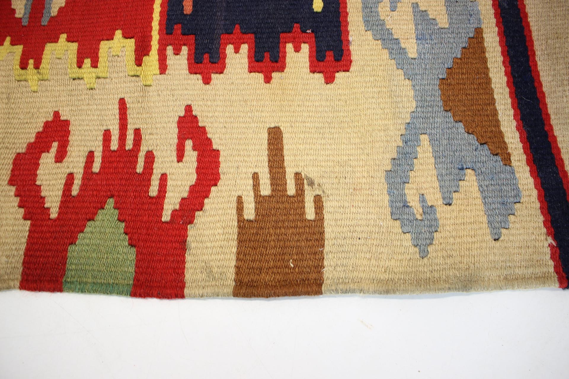 Mid-20th Century Midcentury Wool Reversible Kelim Brussels Style Rug, 1960s For Sale