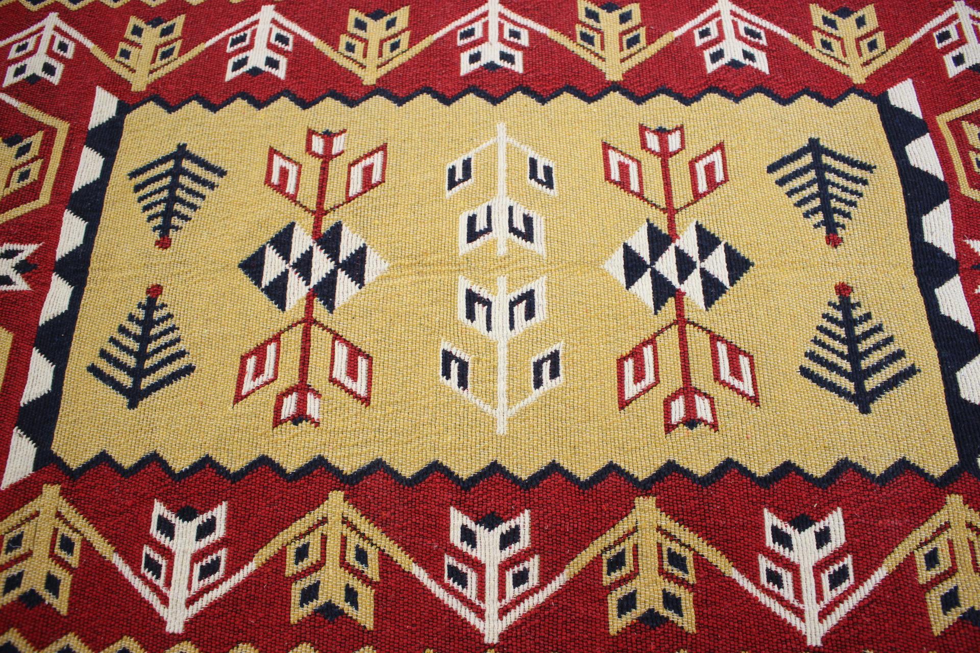 Other Midcentury Wool Reversible Kelim Brussels Style Rug, 1960s For Sale