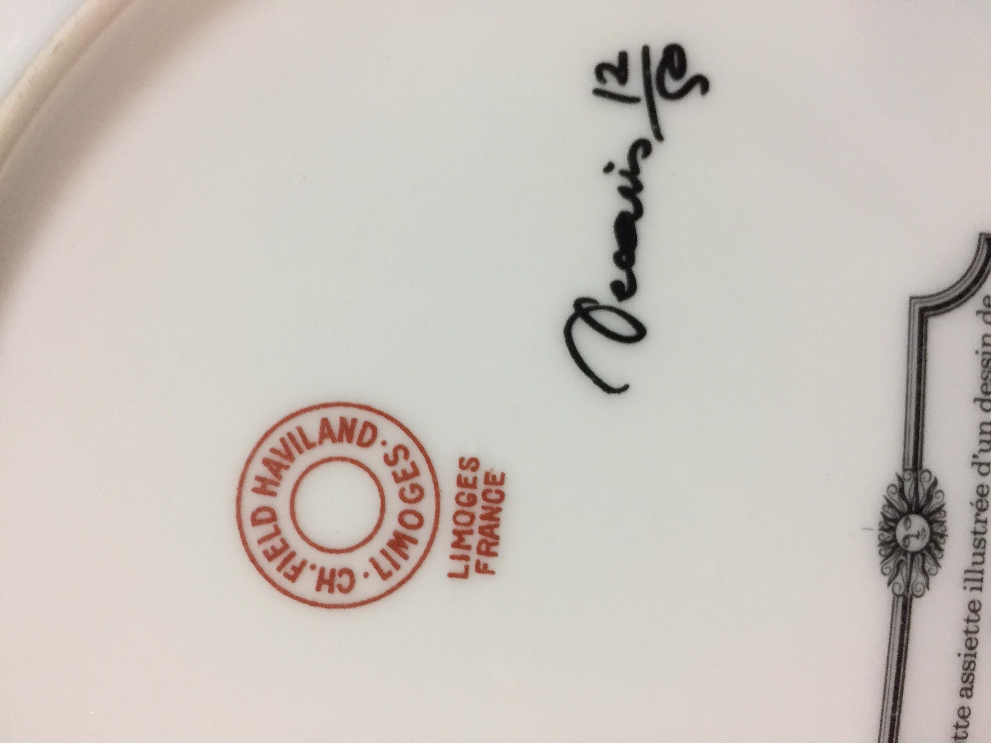 Obra de arte de mediados de siglo Plato de porcelana pintado a mano Edición limitada del artista en Excelente estado para la venta en Miami, FL