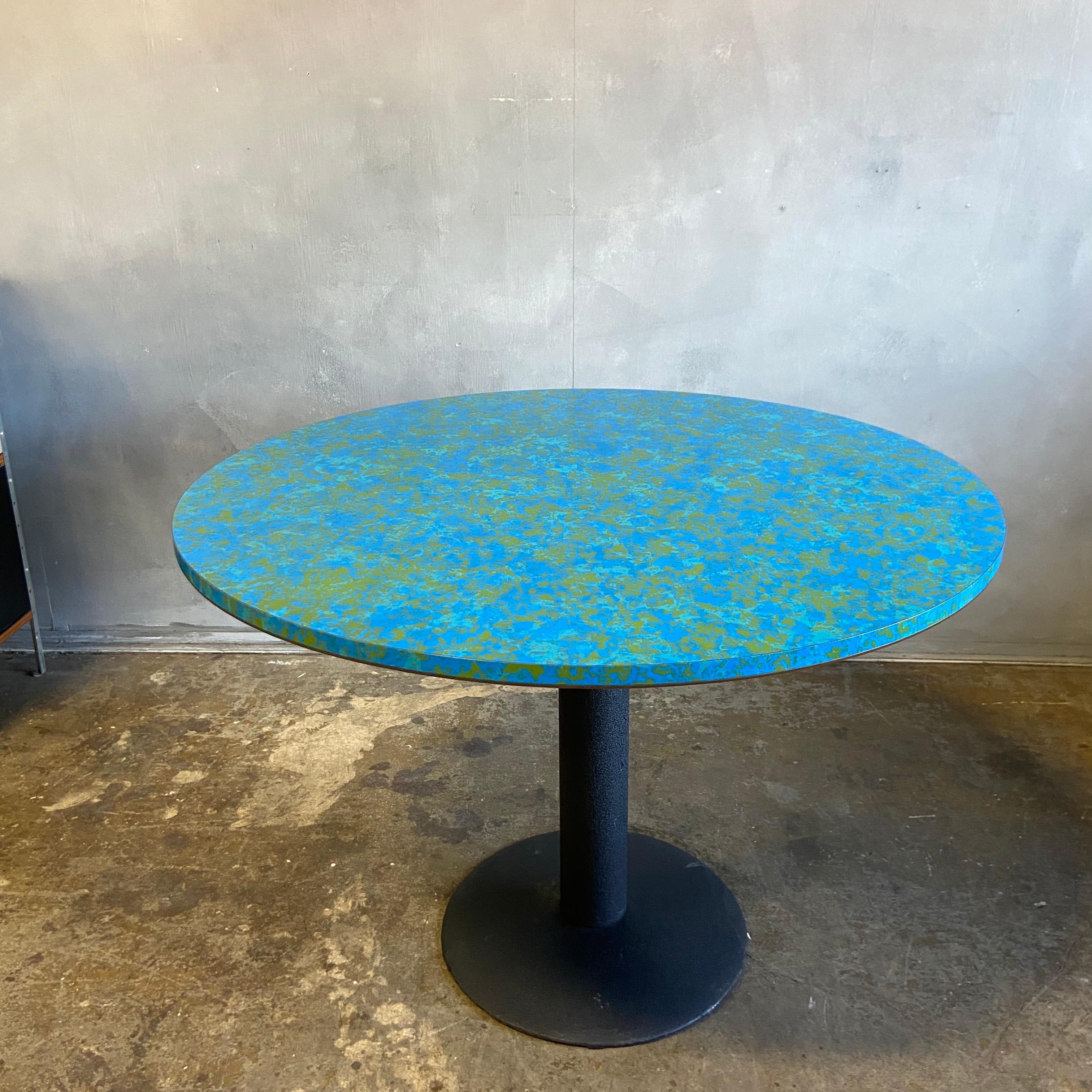 Steel Midcentury World Laminate Top Table  For Sale
