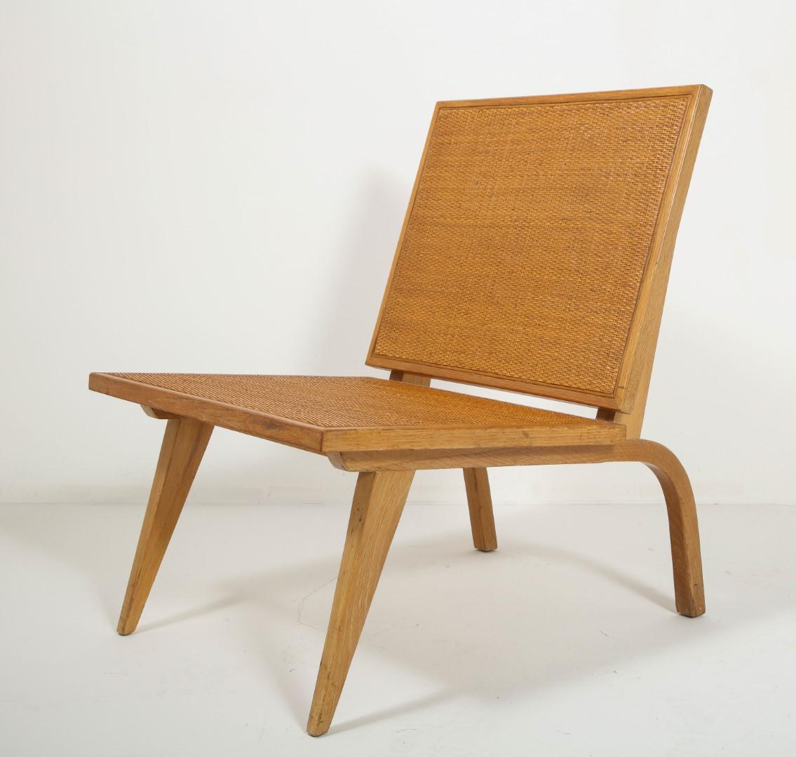 Midcentury Woven Oak Lounge Chair by Edward Durell Stone for Fulbright For Sale 11