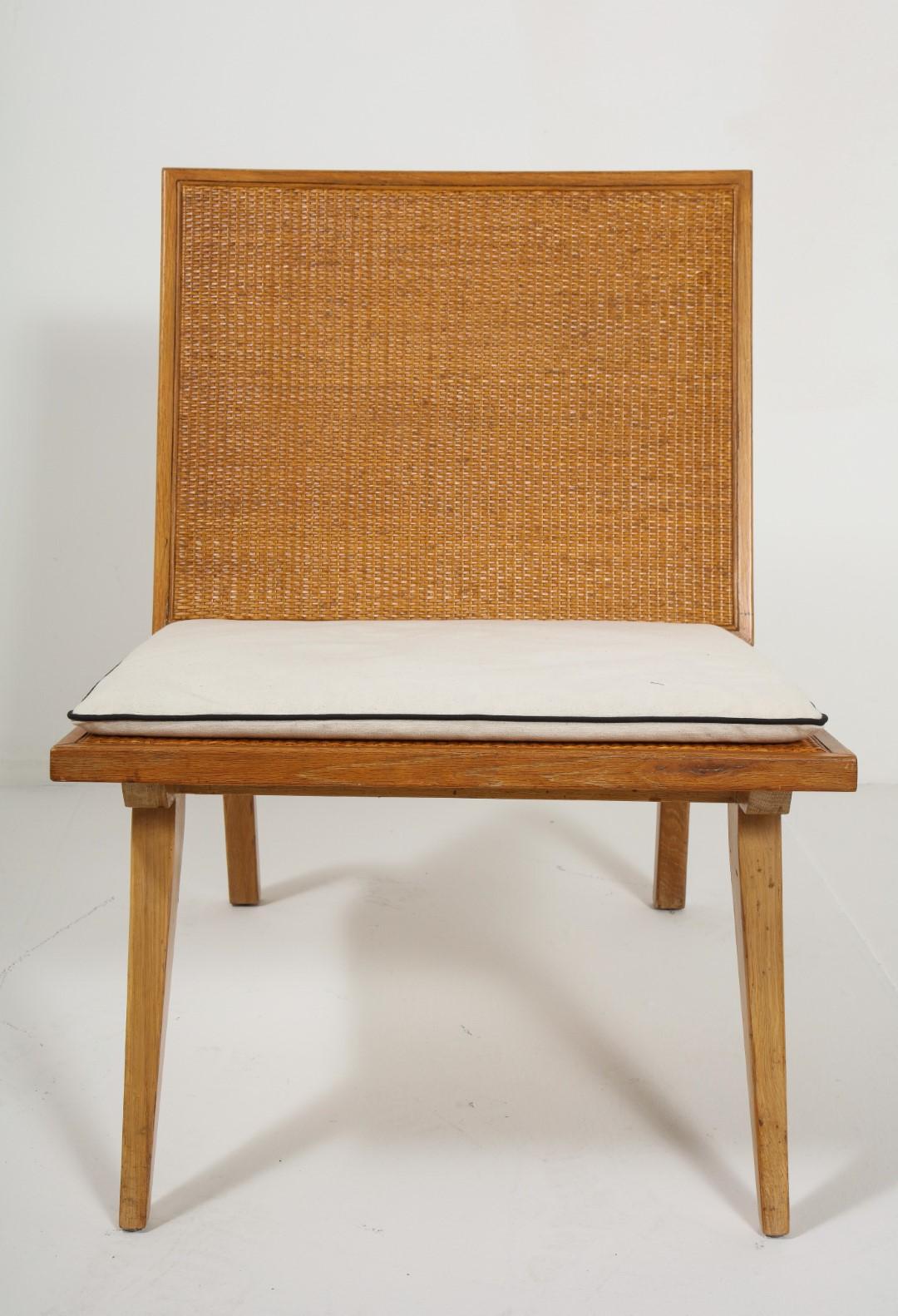 Midcentury Woven Oak Lounge Chair by Edward Durell Stone for Fulbright In Good Condition For Sale In Chicago, IL