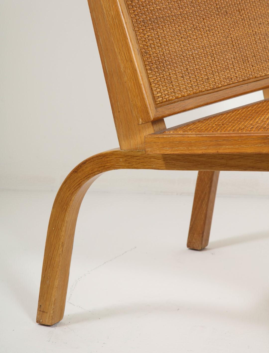 Midcentury Woven Oak Lounge Chair by Edward Durell Stone for Fulbright For Sale 2