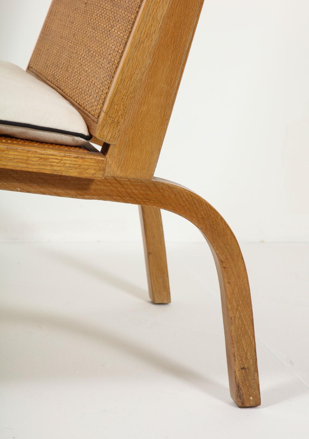 American Midcentury Woven Oak Lounge Chair by Edward Durell Stone