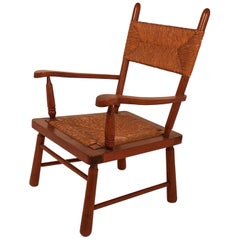 Woven Straw Armchair in the Manner of Axel Einar Hjorth. Scandinavian 1940s