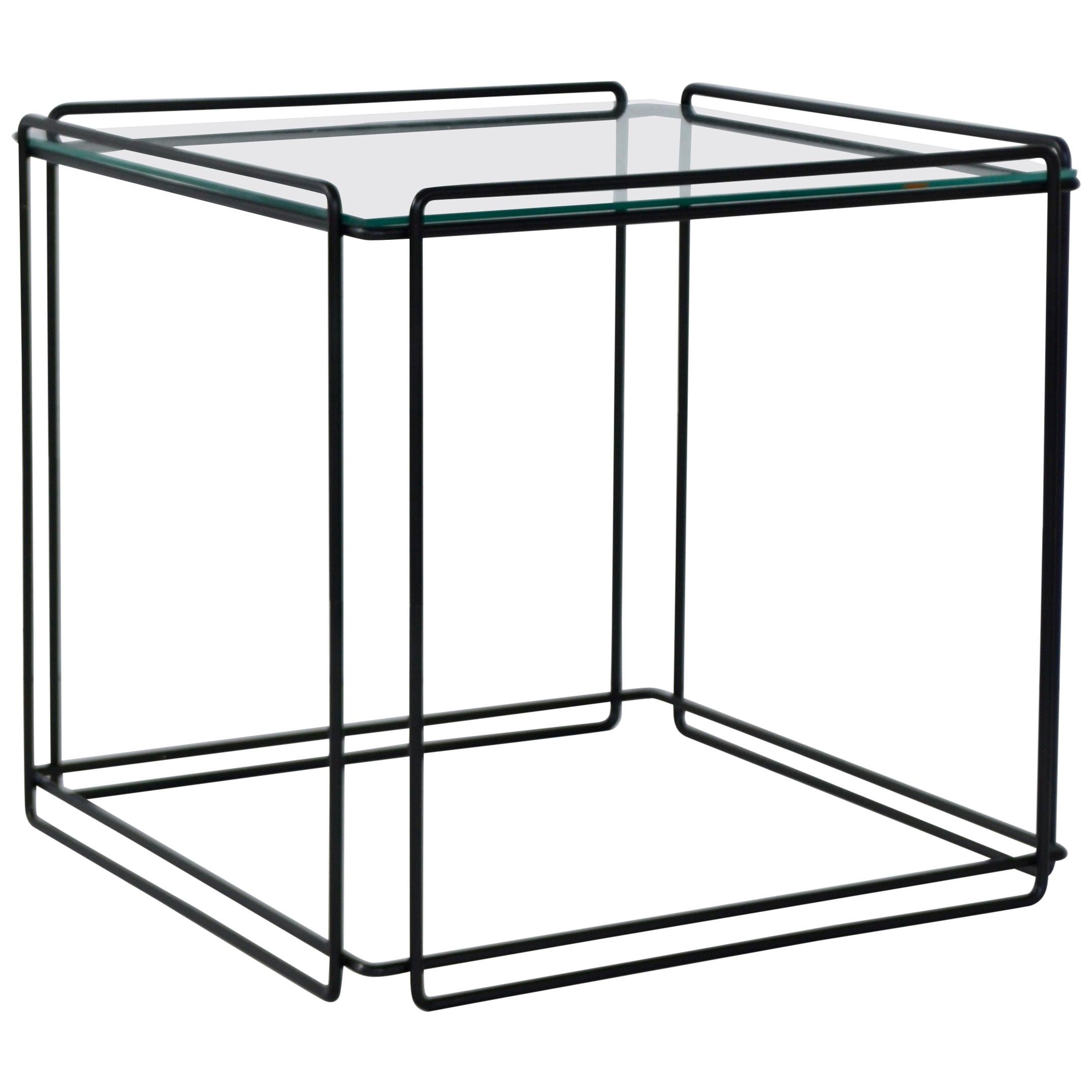 Midcentury Wrought Iron and Glass Side Table For Sale