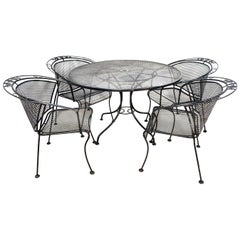 Retro Midcentury Wrought Iron Patio Set in the Style of Russell Woodard