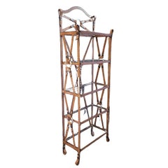 Midcentury Wrought Iron Shelving Bookcase after Jacques Adnet