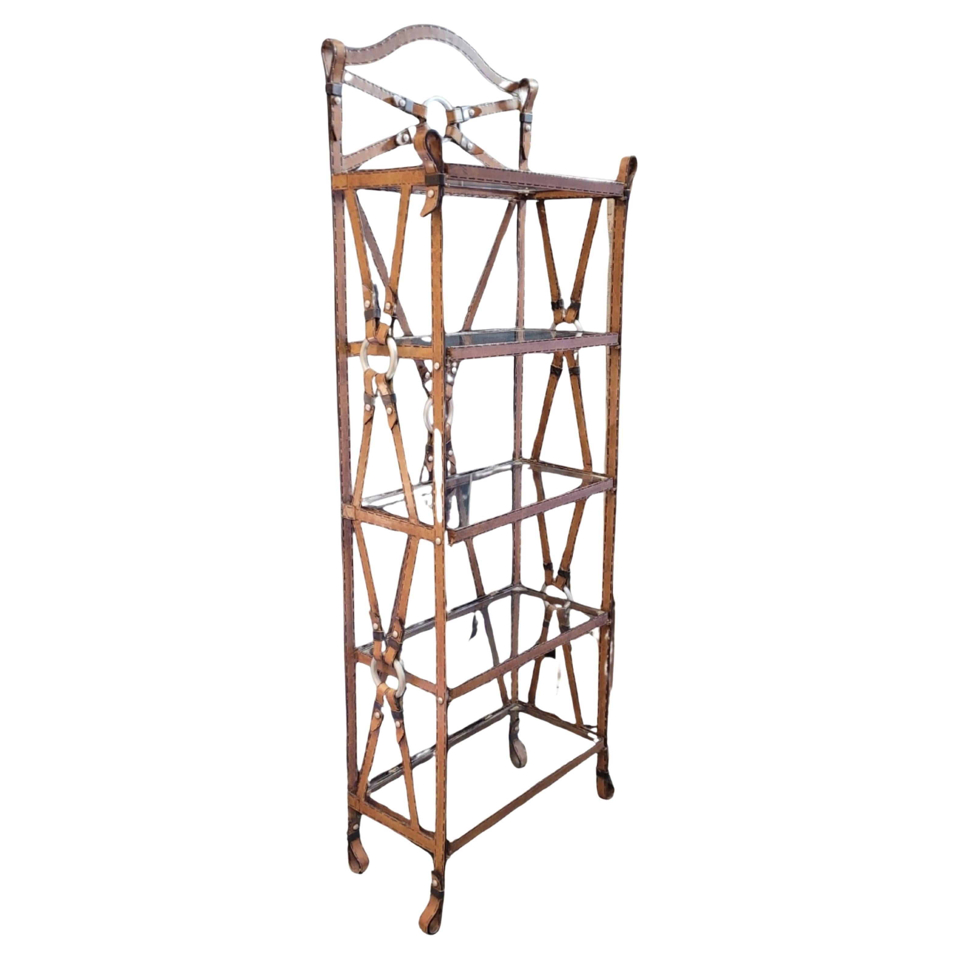 Midcentury Wrought Iron Shelving Bookcase for HermesJacques Adnet for Hermès For Sale