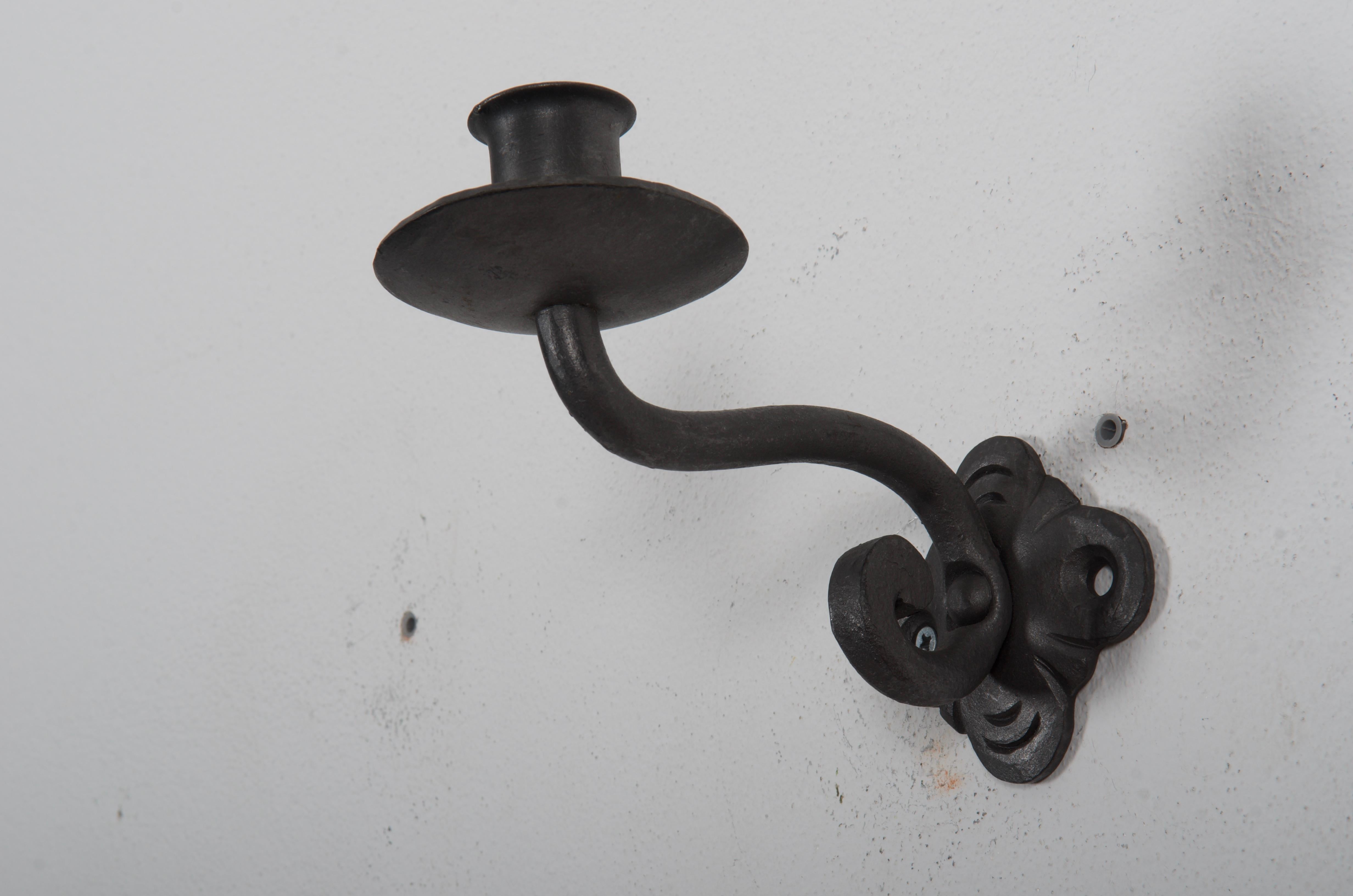 Midcentury Wrought Iron Wall Candleholder In Good Condition For Sale In Vienna, AT
