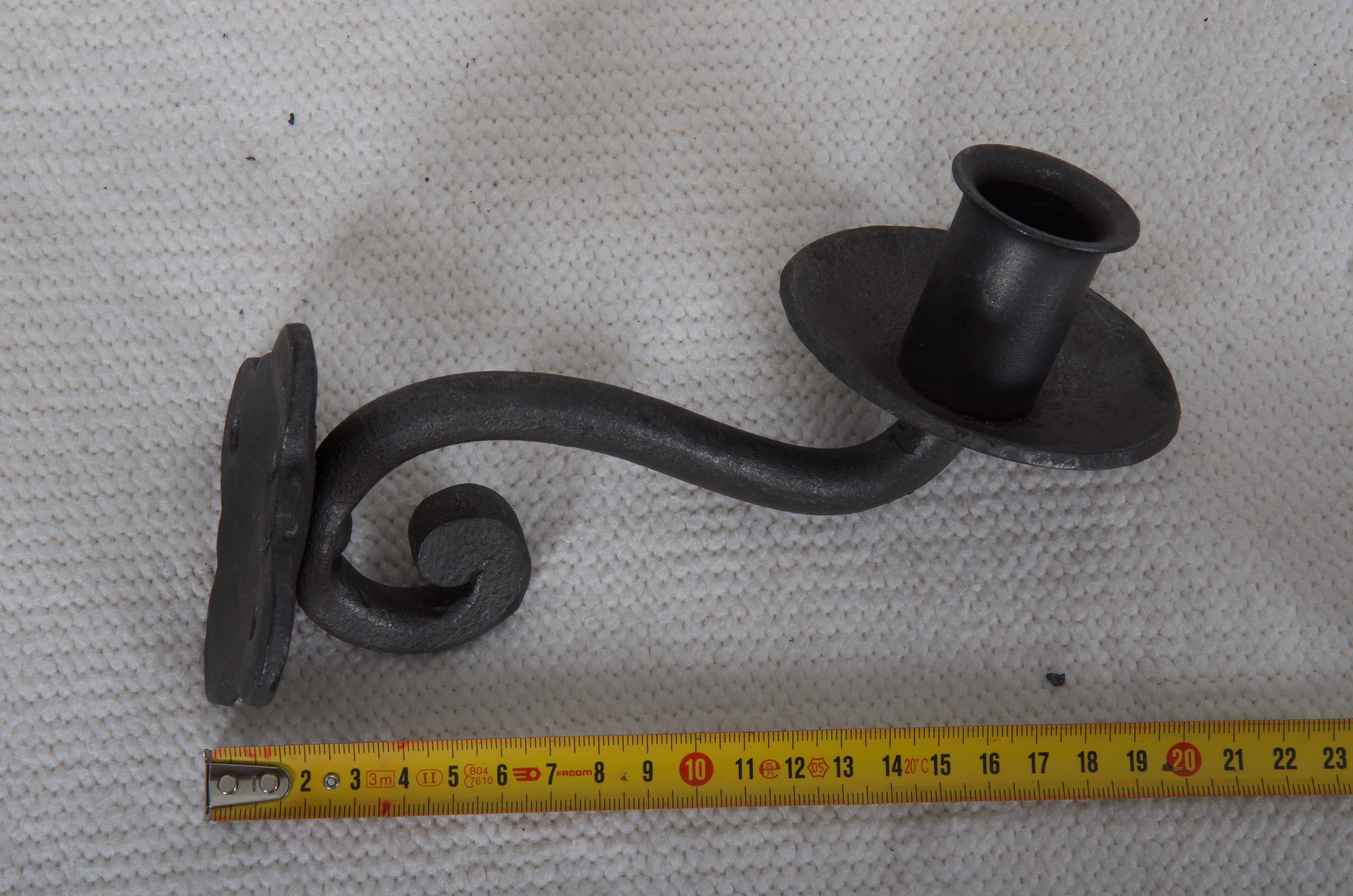 Mid-20th Century Midcentury Wrought Iron Wall Candleholder For Sale