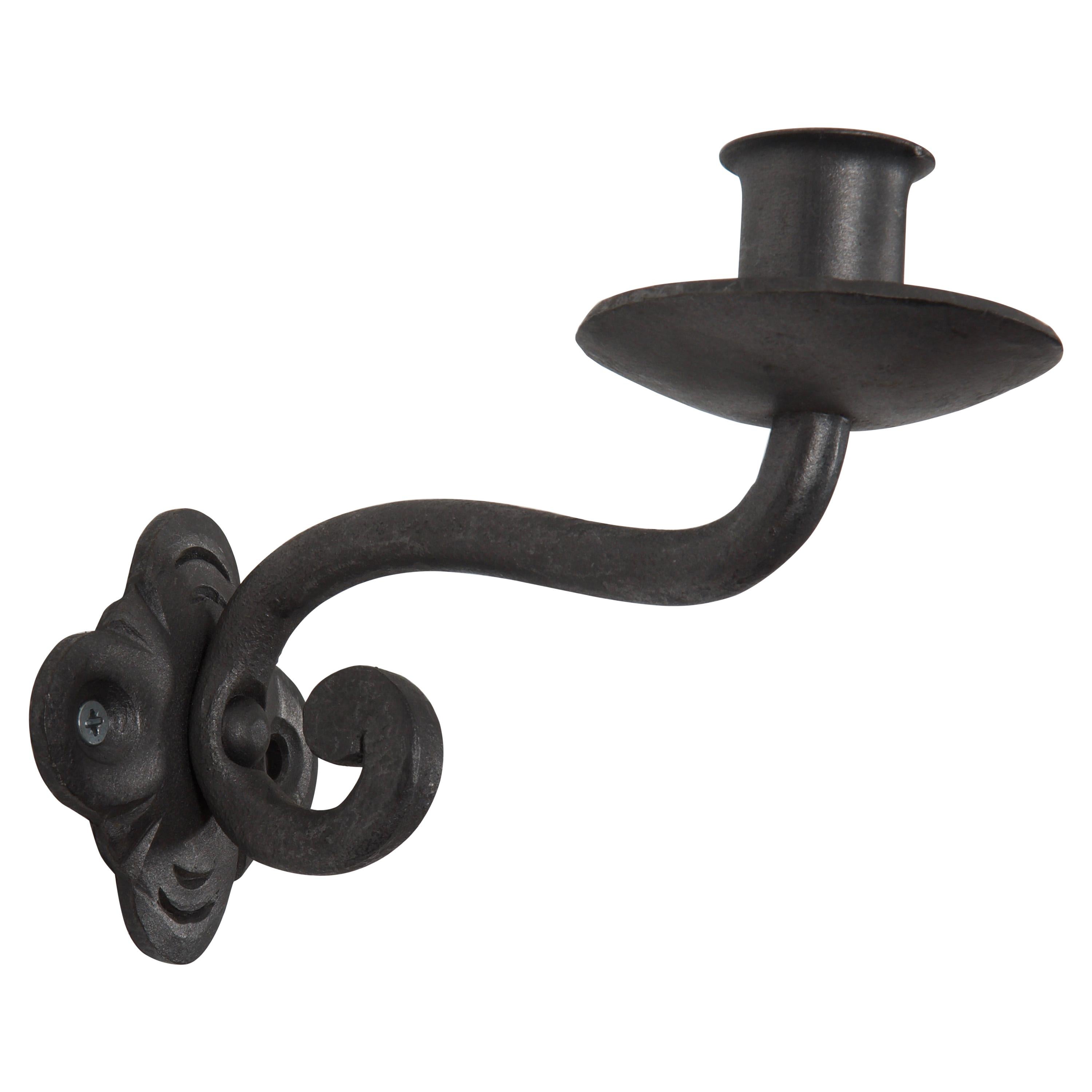 Midcentury Wrought Iron Wall Candleholder For Sale