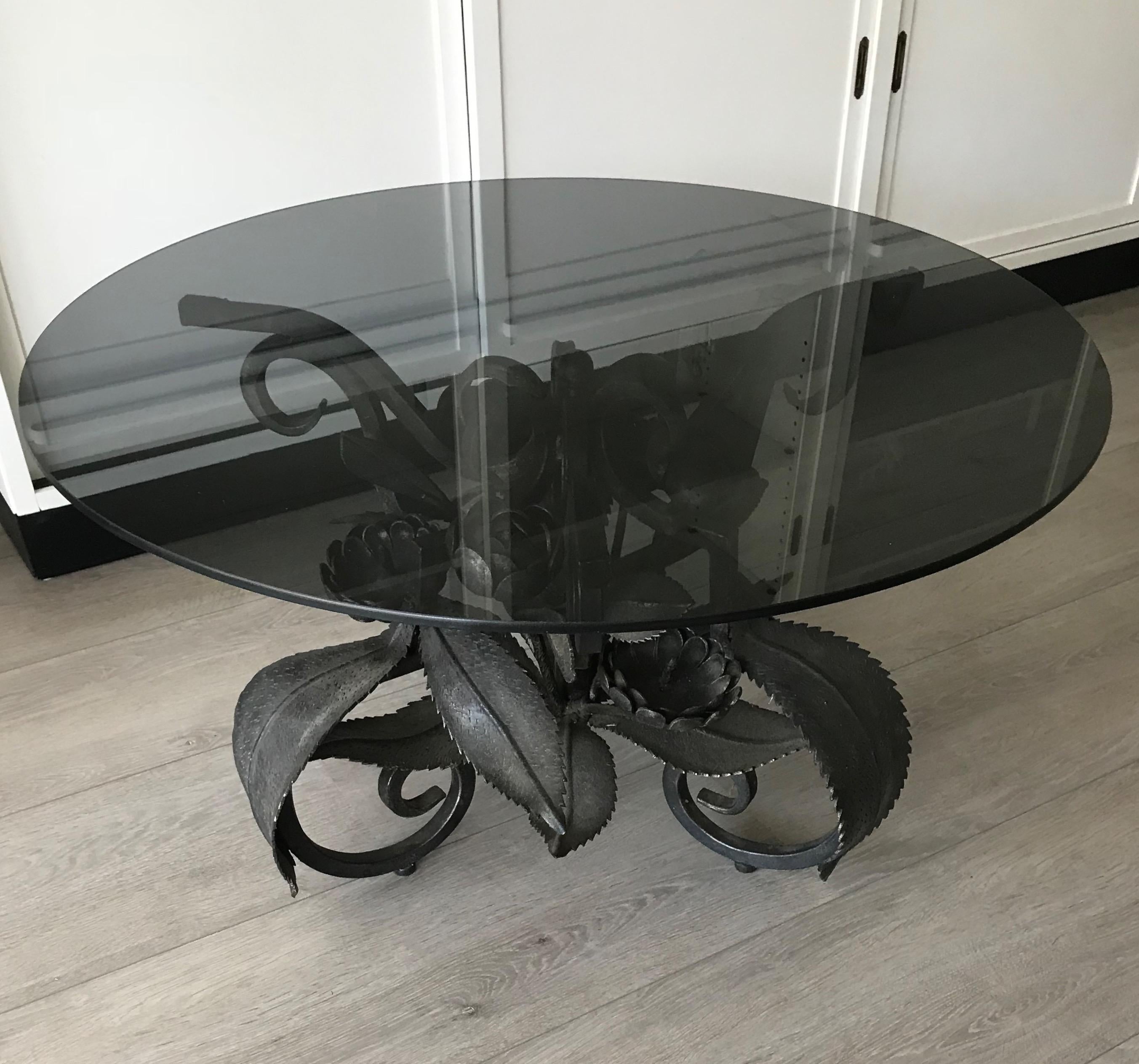 glass top wrought iron coffee table