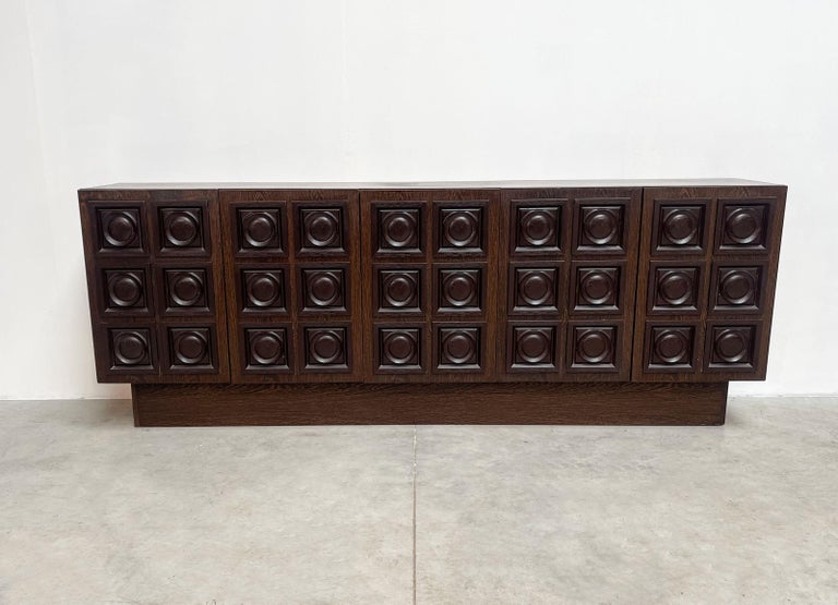 Midcentury xl Graphical brutalist credenza at 1stDibs