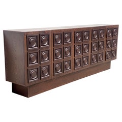 Midcentury xl Graphical brutalist credenza